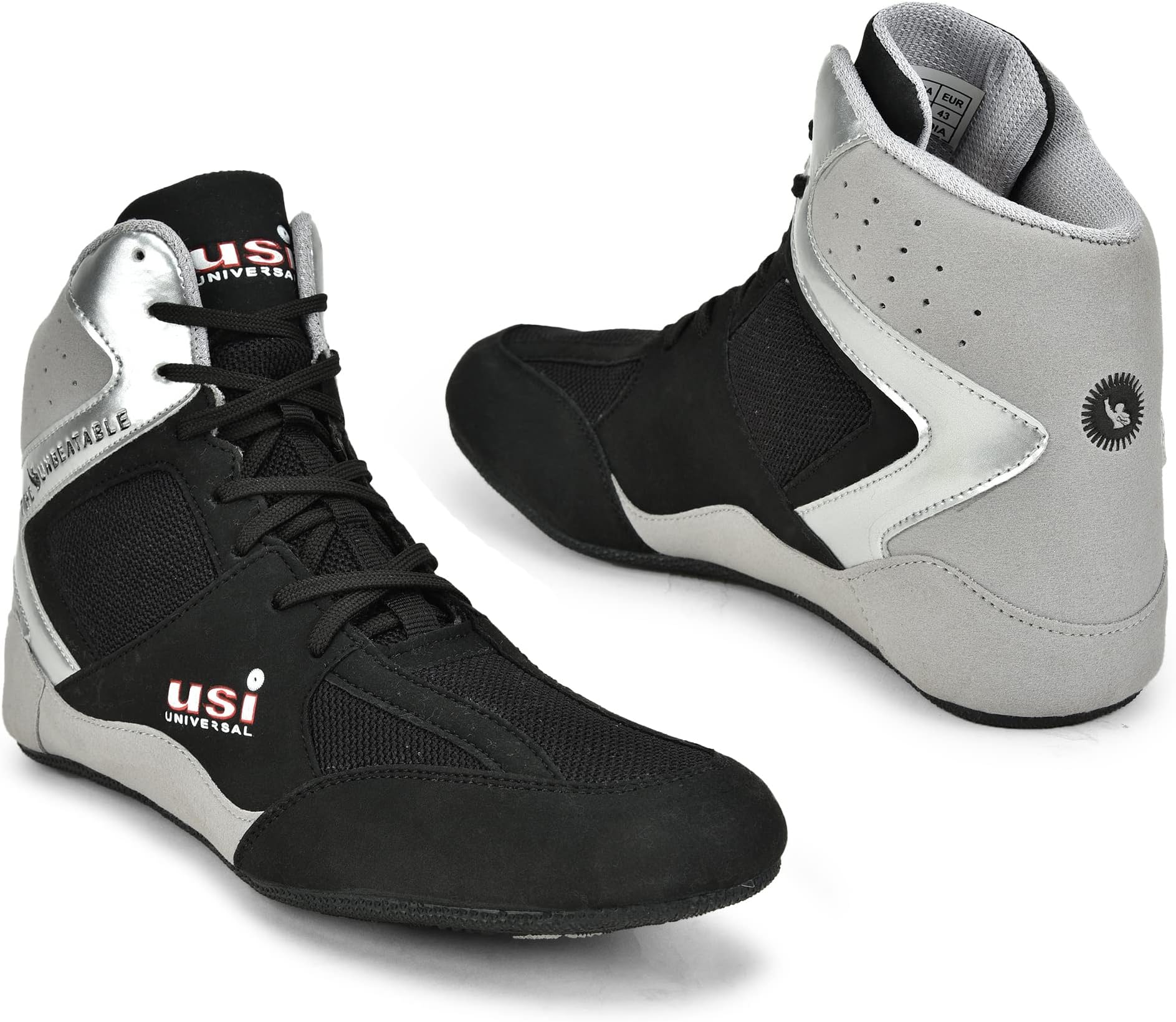 Wrestling Shoes, 701WBG Comferto Black/Grey Sports Shoes for Wrestlers for Men & Women with Pu Suede, Mesh & Rubber Construction