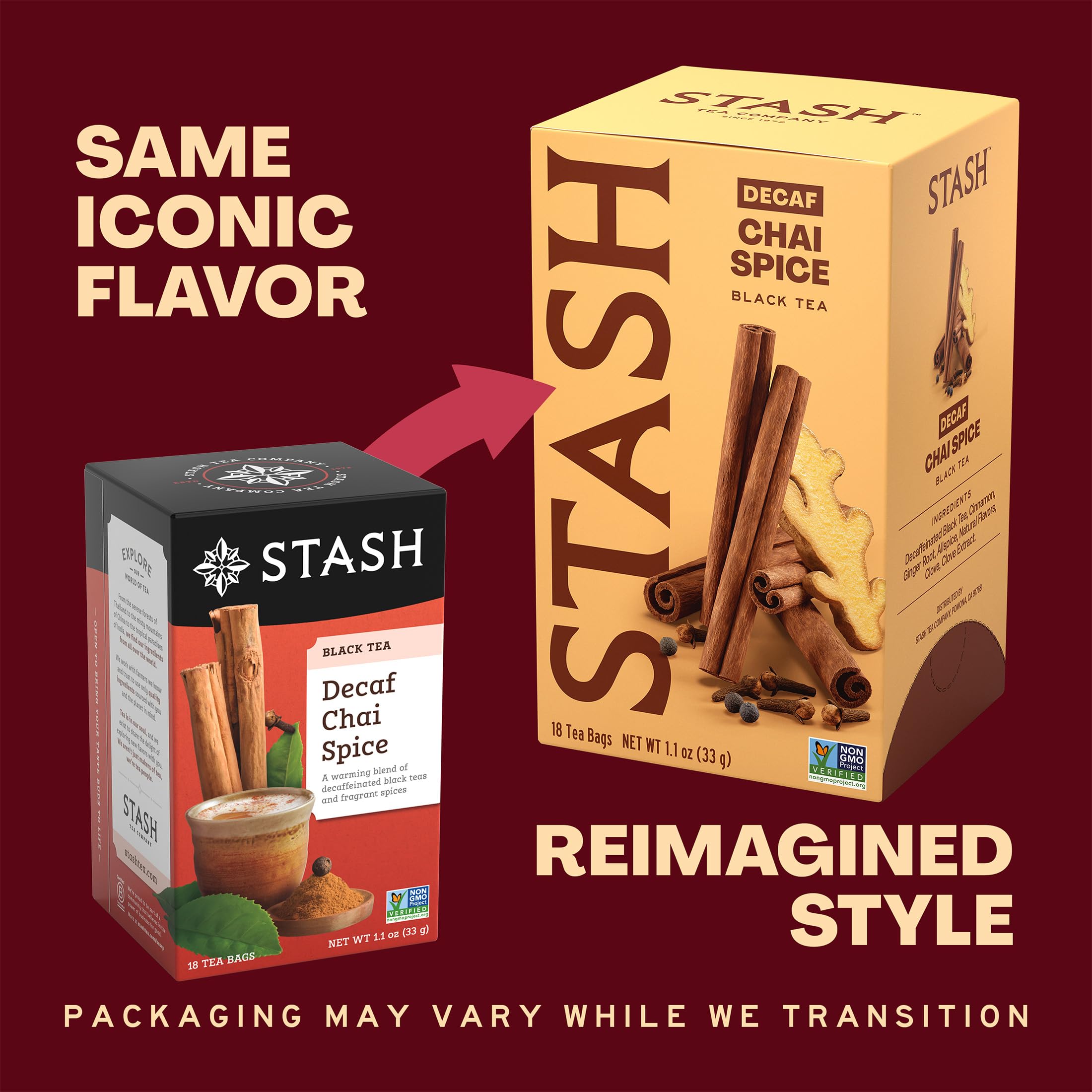 Stash Tea Decaf Chai Spice Black Tea - Decaf, Non-GMO Project Verified Premium Tea with No Artificial Ingredients, 18 Count (Pack of 6) - 108 Bags Total thumbnail 2