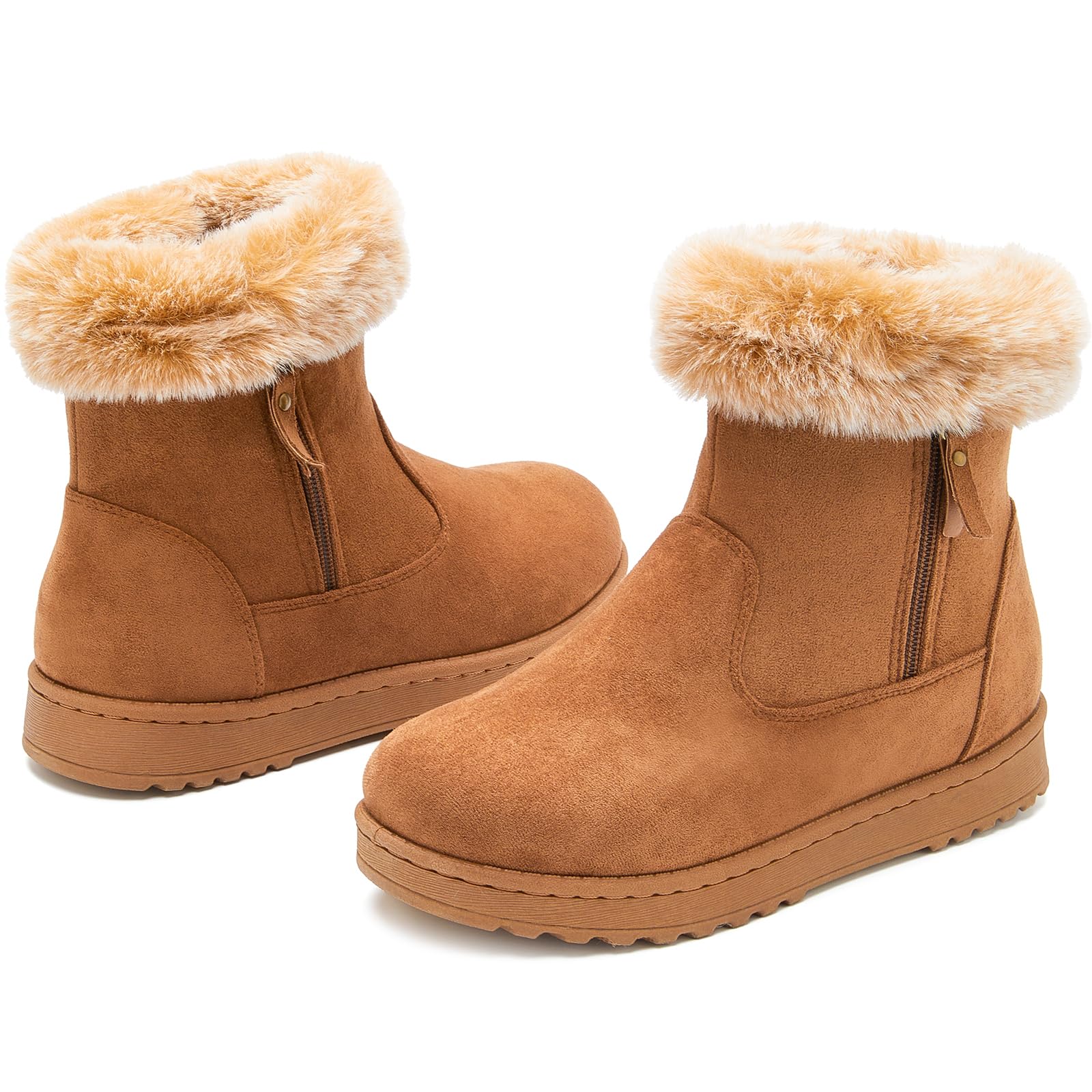 yageyan womens winter boots Mid calf snow booties fur lined womens warm ankle booties for outdoors