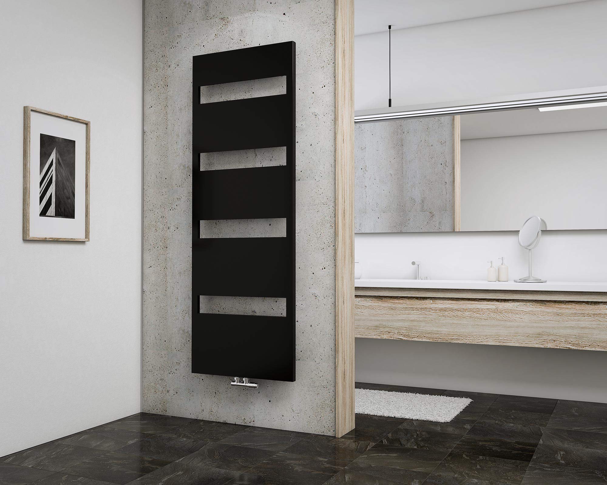 Schulte Bad-Heizkörper Turin, 170 x 60 cm, 620 Watt Leistung, Mittelanschluss und beidseitig von unten, Anthrazit, Handtuchhalter-Funktion, H170060 57
