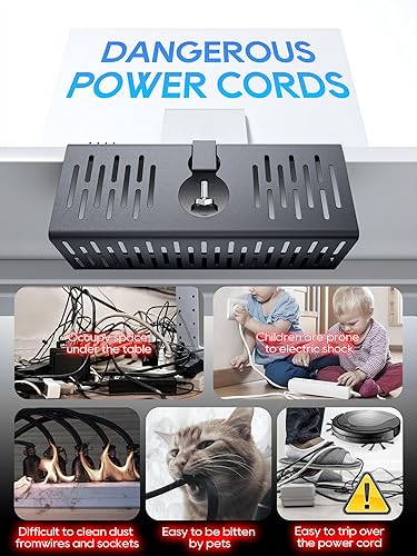 Miniatura 2 de NODOCA Bandeja de gestión de cables para debajo del escritorio sin perforación, gestión de cables de 14'', abrazadera sin perforaciones, bandeja de