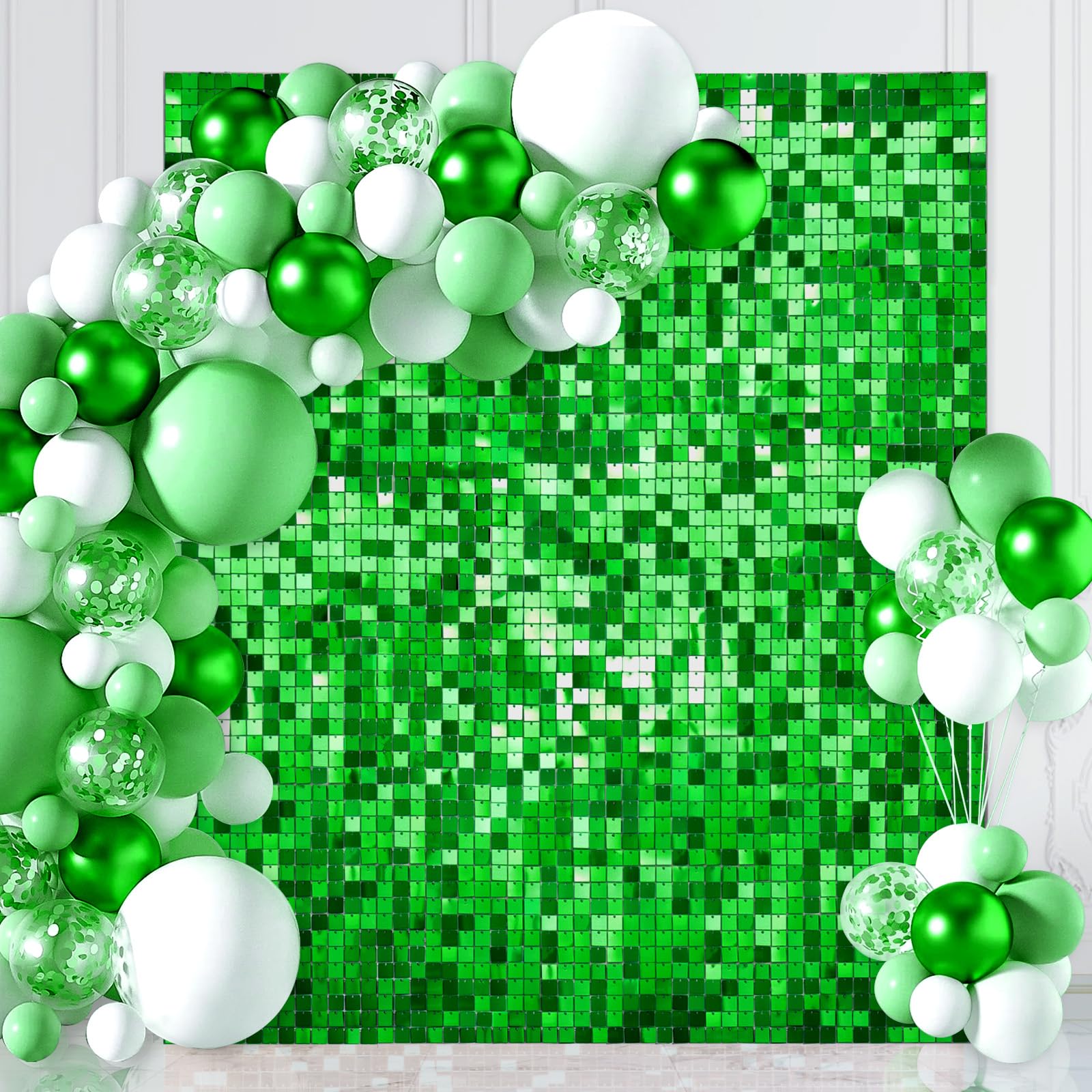 Green Glitter Shimmer Wall Backdrop Christmas Sequin Backdrop 6ftx4ft Glitter Shimmer Wall Panels for Birthday Wedding Party Decorations