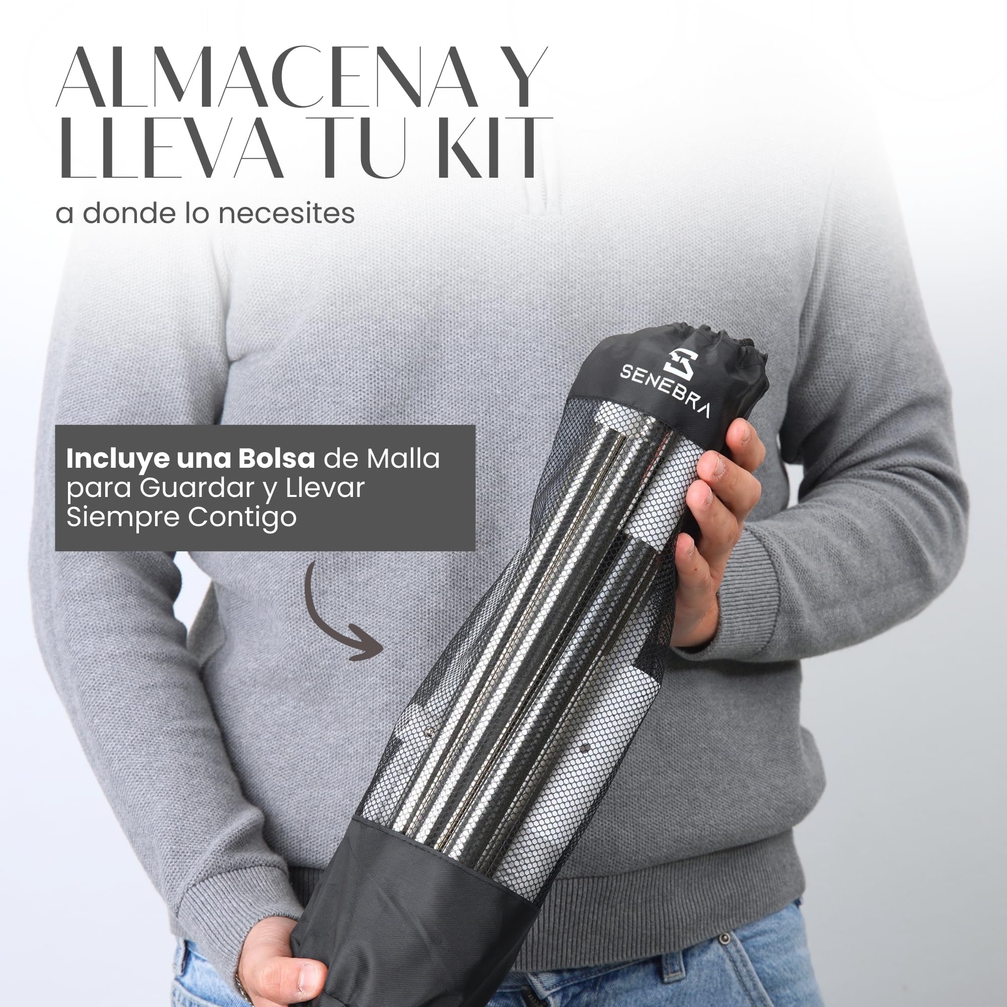 Kit Limpia Cristales Profesional con Palo Largo Extensible 2 en 1 (208 cm) | Rasqueta Limpiacristales Articulada para Ventanas | Cabezal Desmontable para Limpiar Ducha