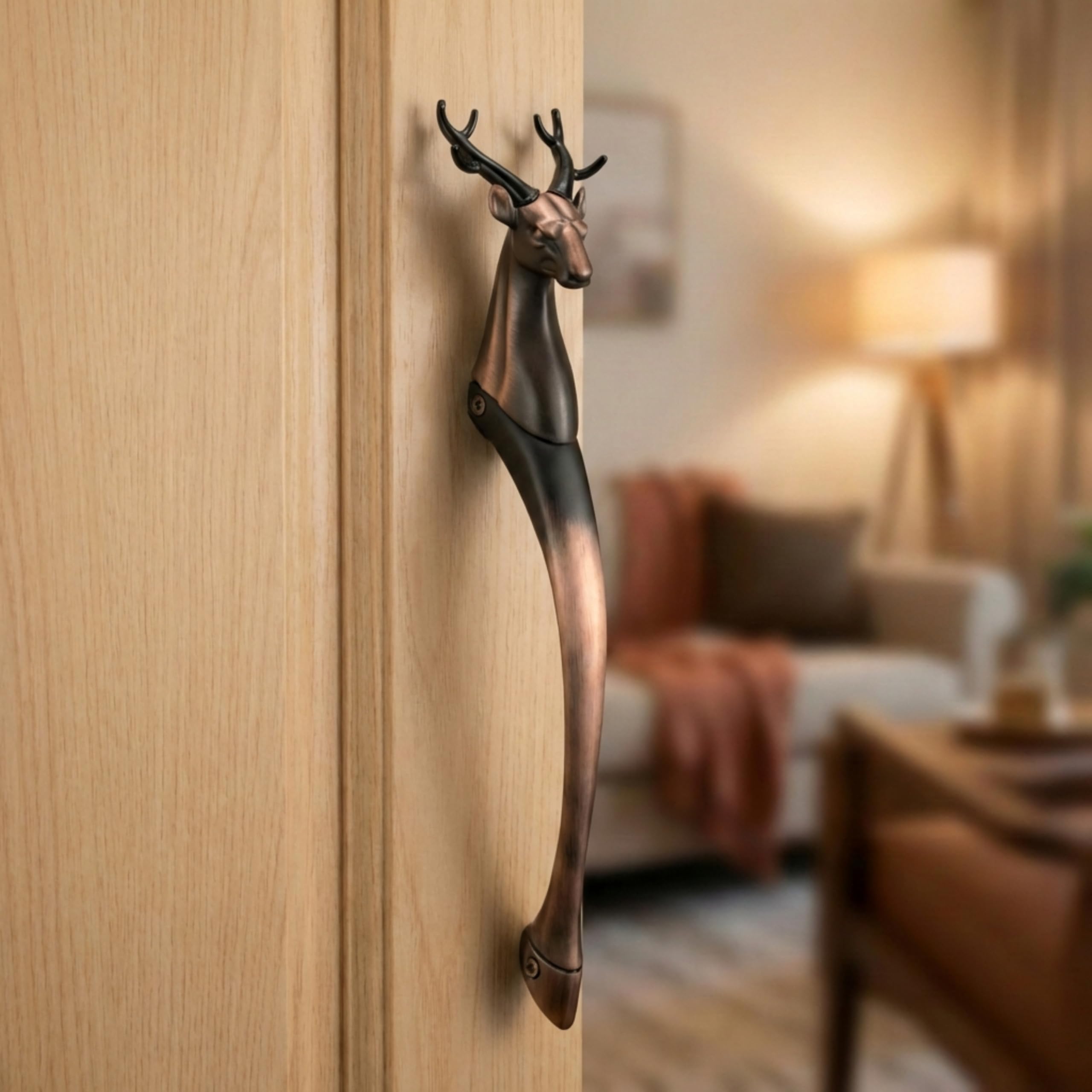GLOXY Premium Gold 12” Classic Vintage Deer Shaped Main Door Handle with 8” Hole-to-Hole Spacing – Decorative Push & Pull Aluminium Wooden & Glass Doors Handles for Homes, Hotels & Offices- Pack of 1 — Amazon image 10