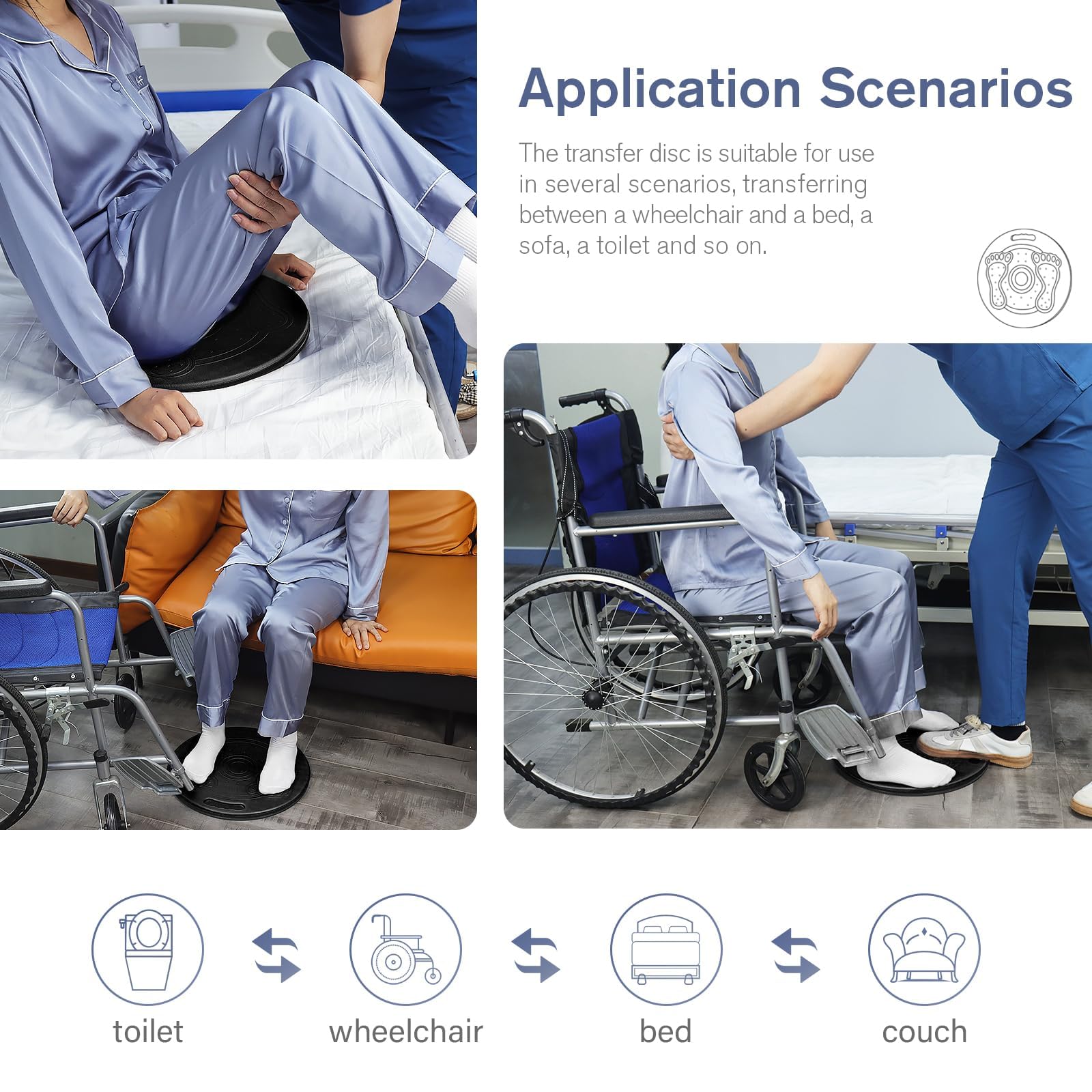 Tablero de Transferencia de Pacientes, Disco de Transferencia de Cambio, Carrera, hemiplejía asistida, Disco Giratorio Antideslizante, rotación de 360 ​​Grados