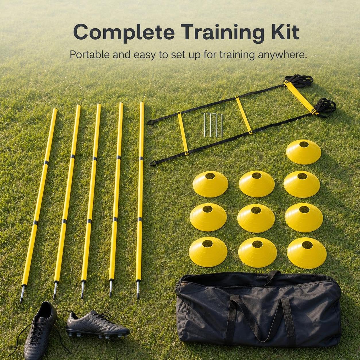 Kit Allenamento Agilità Calcio Scaletta, Set di allenamento giallo