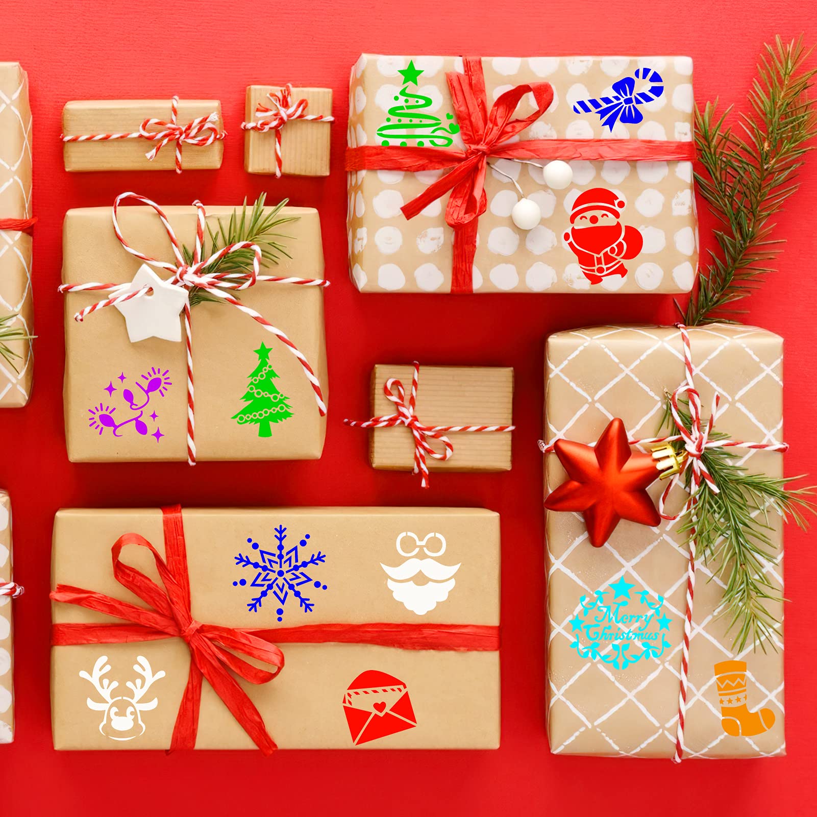 Christmas Cookie Stencils Decoration, Konsait 30Pack Merry Christmas Snowflakes Stencil, Reusable Plastic Painting DIY Crafts Templates for Baking Royal Icing Cake Coffee Card Xmas New Year Gifts - Image 6