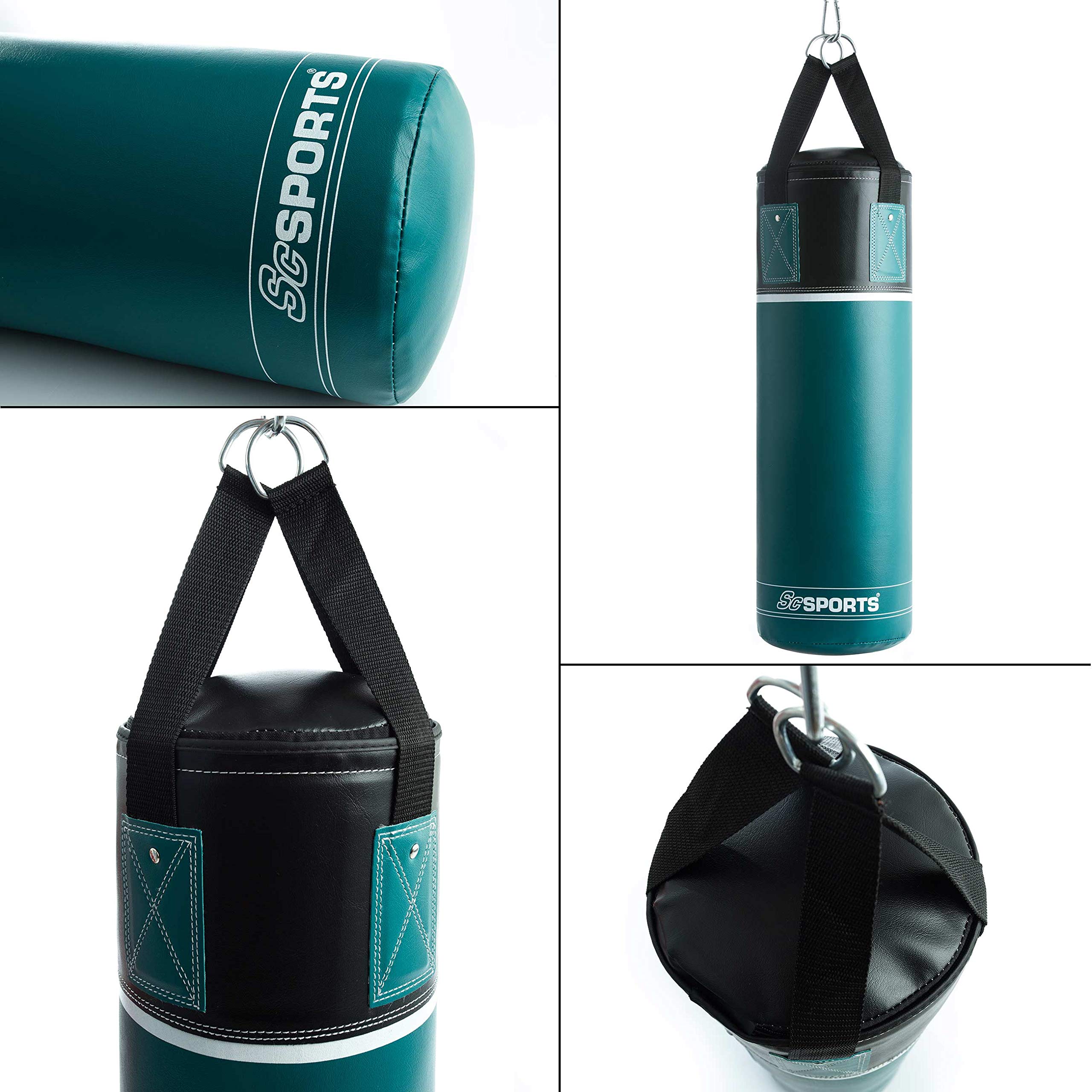 ScSPORTS Boxsack-Set, für Kinder und Jugendliche, Box-Set mit Boxhandschuhen, Boxbandagen und Tasche, 5,5 kg, petrol-blau schwarz