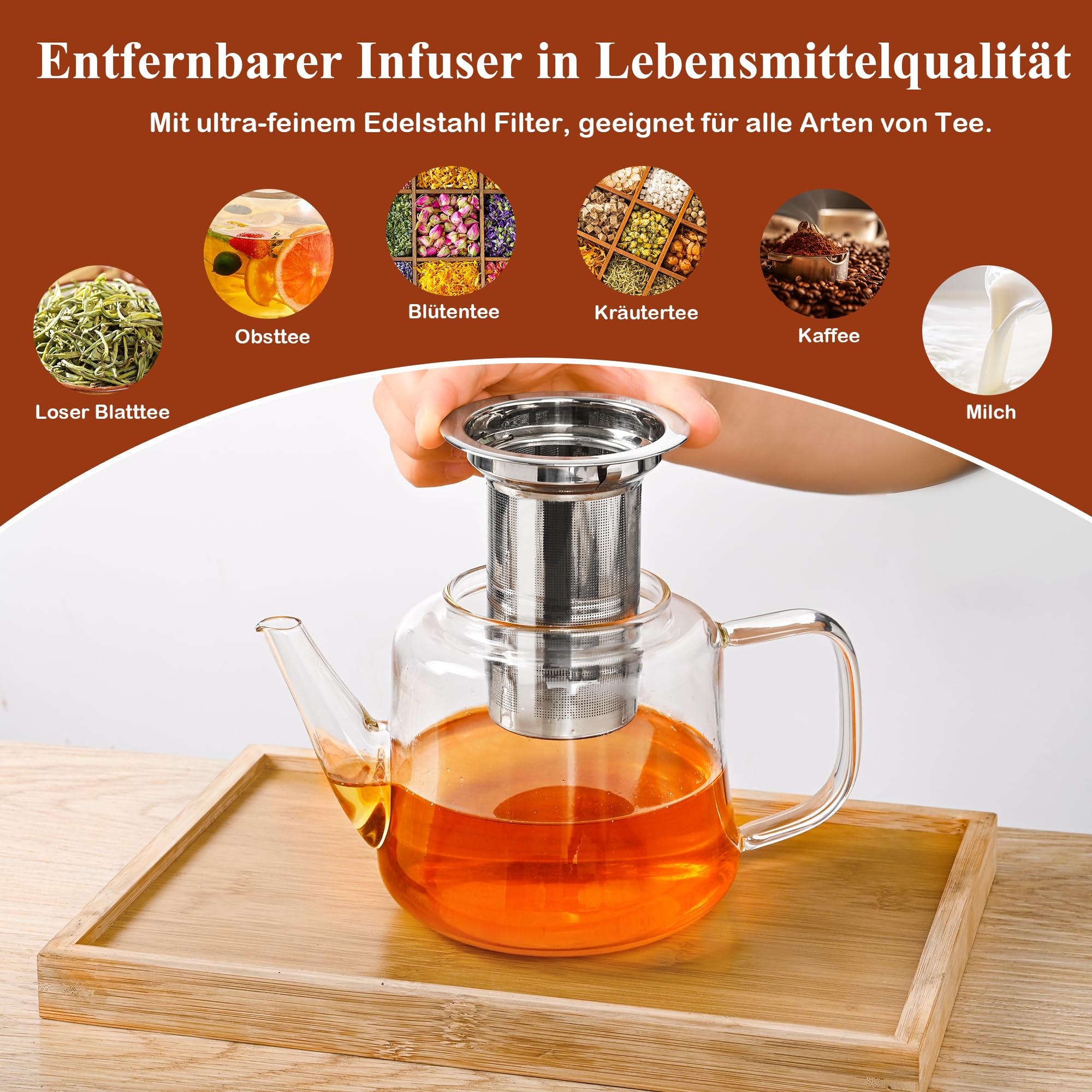 Glass teapot with Infuser - Image 4