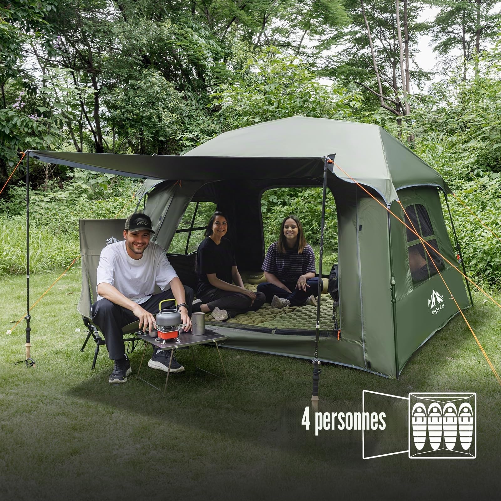 Night Cat 1-4 Personnes Camping Tente: Imperméable Tente étanche pour Randonnée en Plein Air