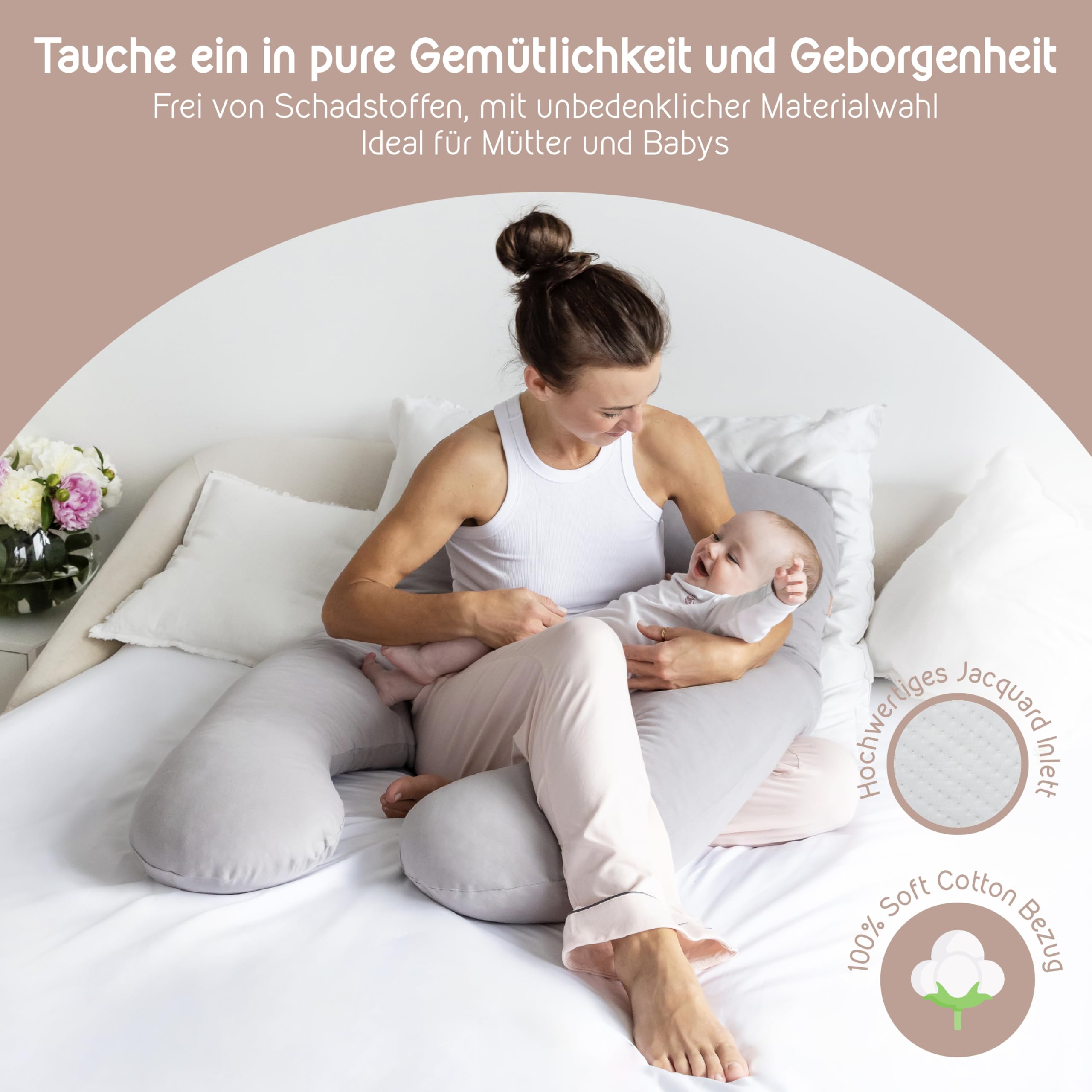 mimi kalu® Seitenschläferkissen mit Memory Foam Füllung Individuell Anpassbar, Inkl. 100% Soft Cotton Bezug & Schlafmaske, Schwangerschaftskissen, Stillkissen, Kuschelkissen für Seitenschläfer