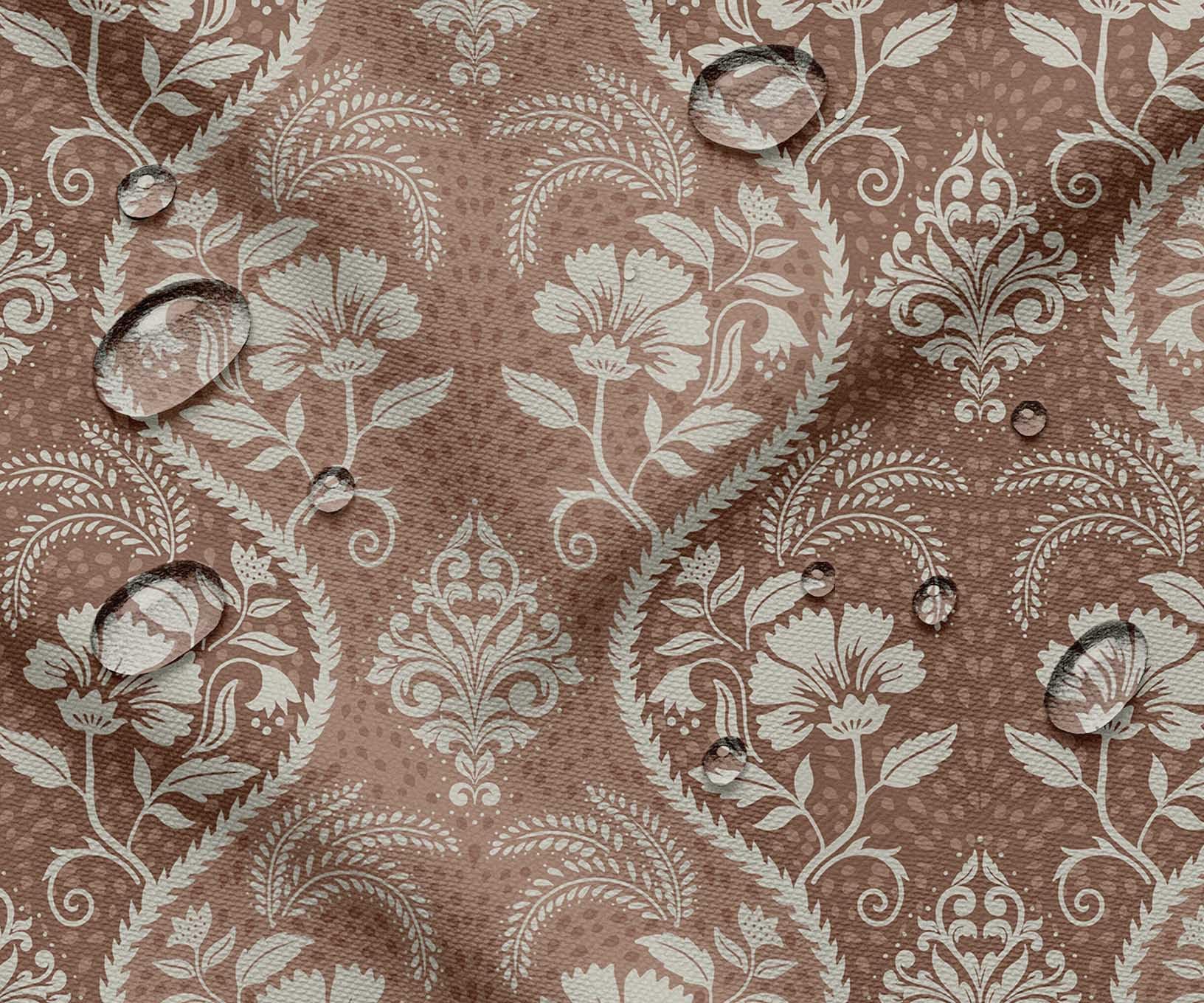 Soimoi Tela impermeable con estampado floral | Material para exteriores por 10 metros | Resistente al desgarro y a los rayos UV | Ideal para bolsos, ropa impermeable, funda, cortinas y toldos - Marrón