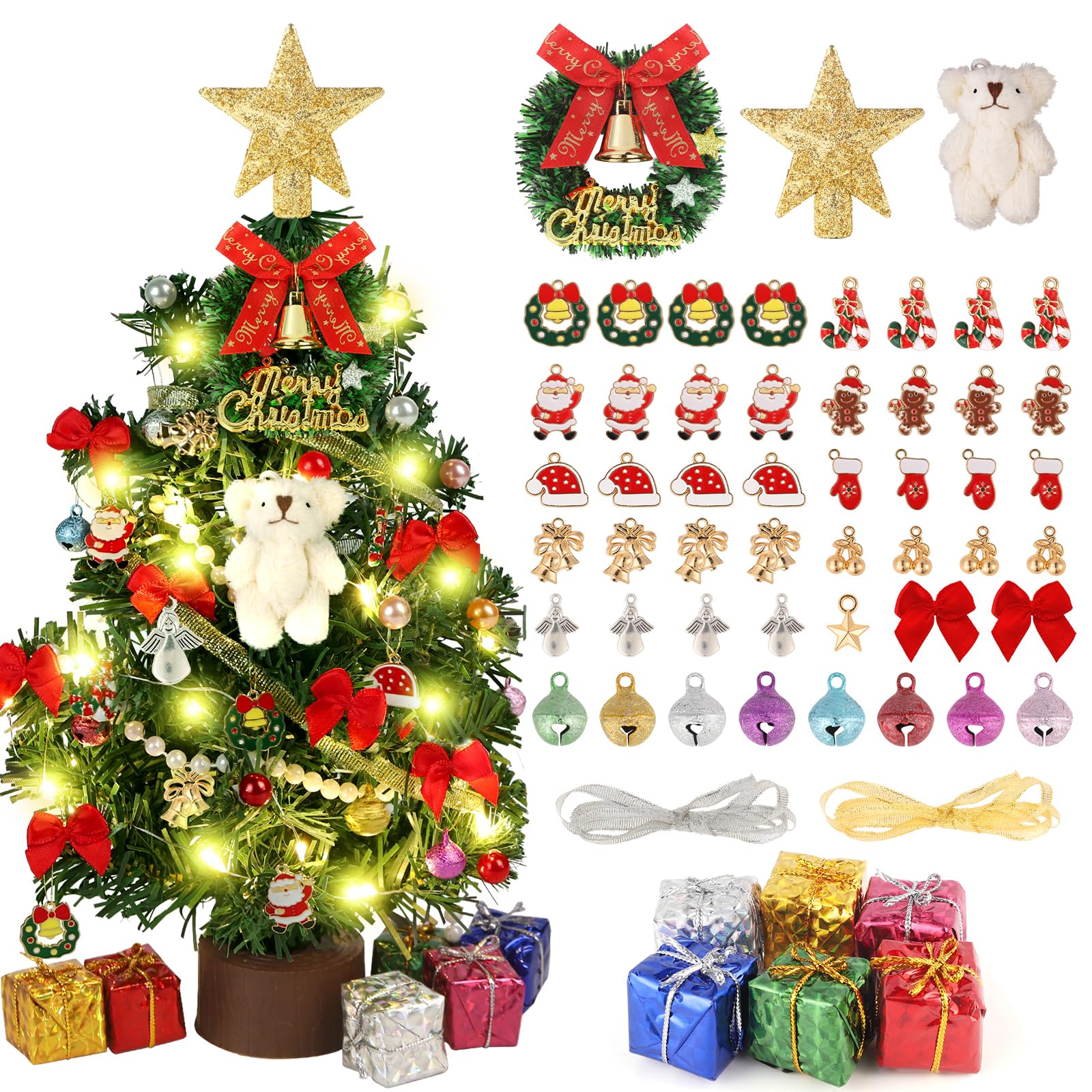 XIMISHOP 12 Inch Artificial Tabletop Christmas Tree with Ornaments