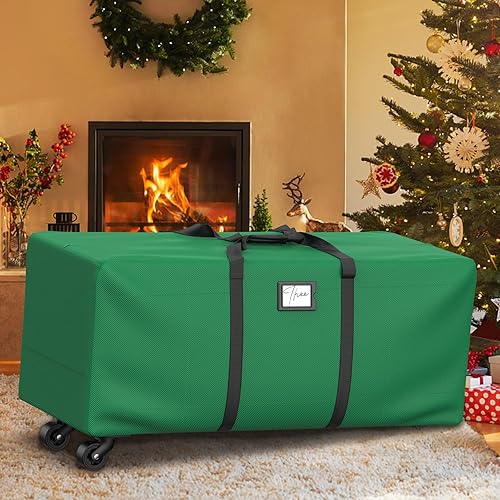 Miniatura 7 de Bolsa de almacenamiento para árbol de Navidad de 9 pies, contenedor grande de almacenamiento para árbol de Navidad, impermeable, antidesgarros,