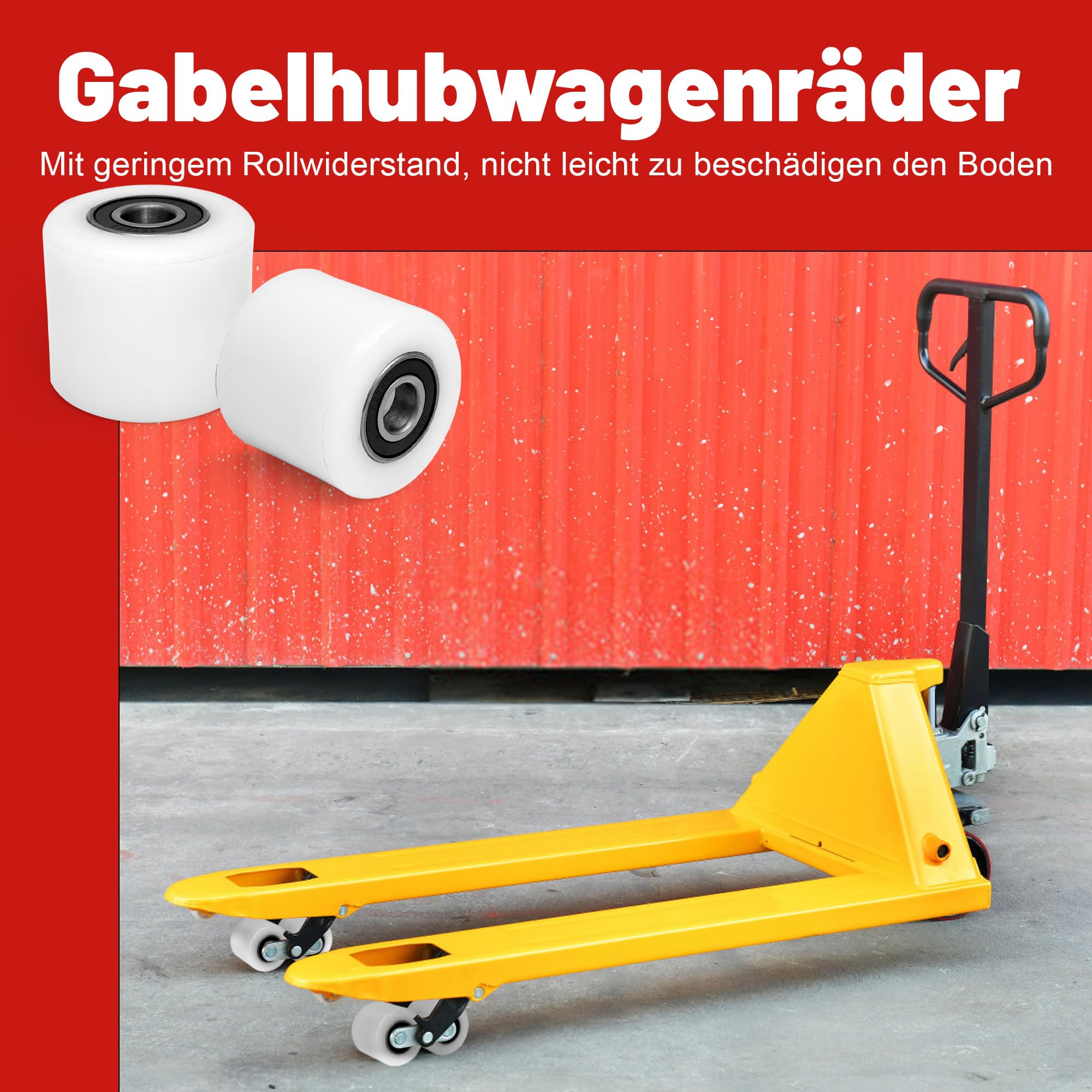 4 Stück Nylon Hubwagen Rollen 80 x 70 mm Laufrollen mit Kugellager Rollen für Hubwagen Ersatzrollen