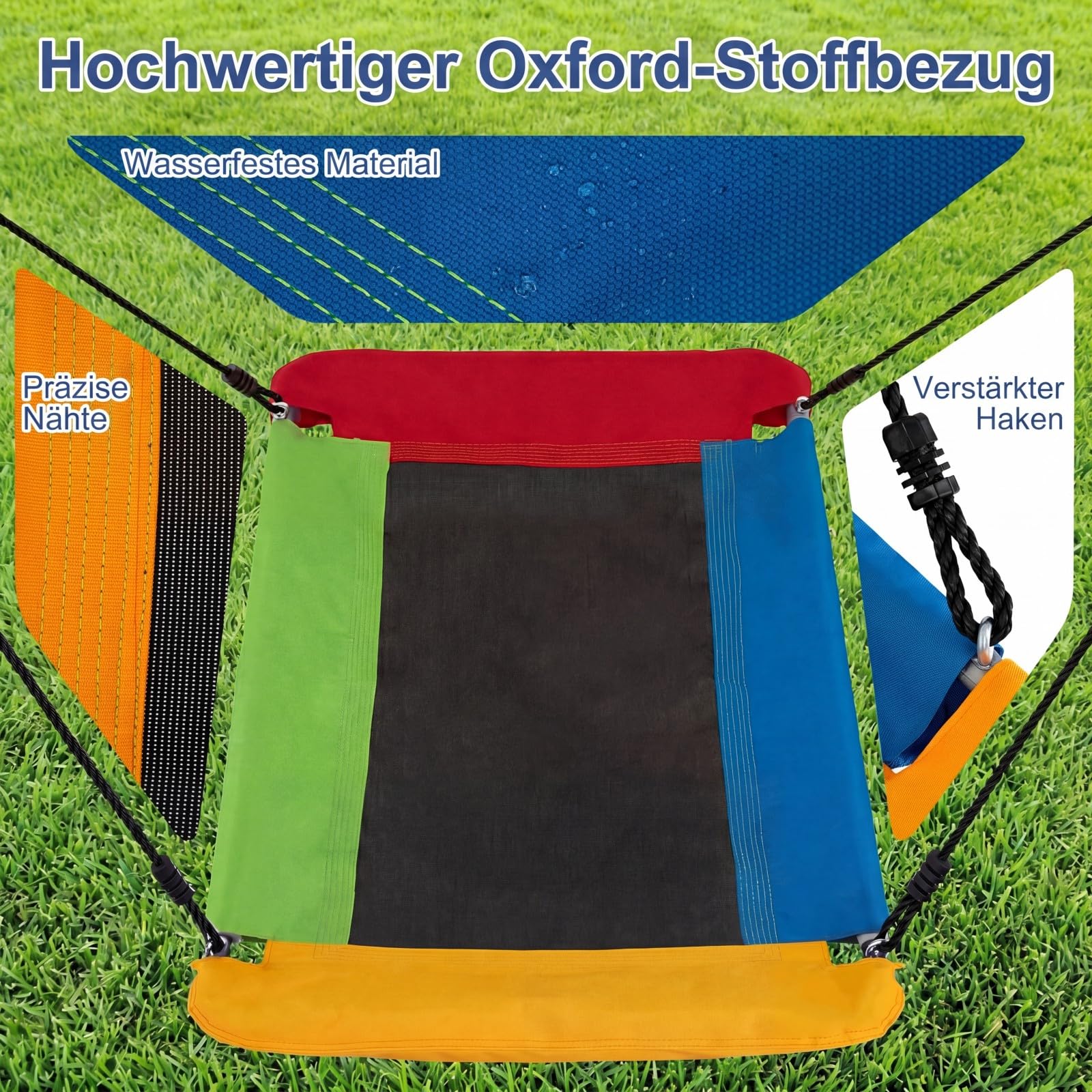 COSTWAY Schaukelgestell mit Nestschaukel, elastischer Kinderschaukel & Babyschaukel, Schaukelgerüst aus Metall bis 300 kg belastbar, Outdoor Schaukel für Kinder, Garten