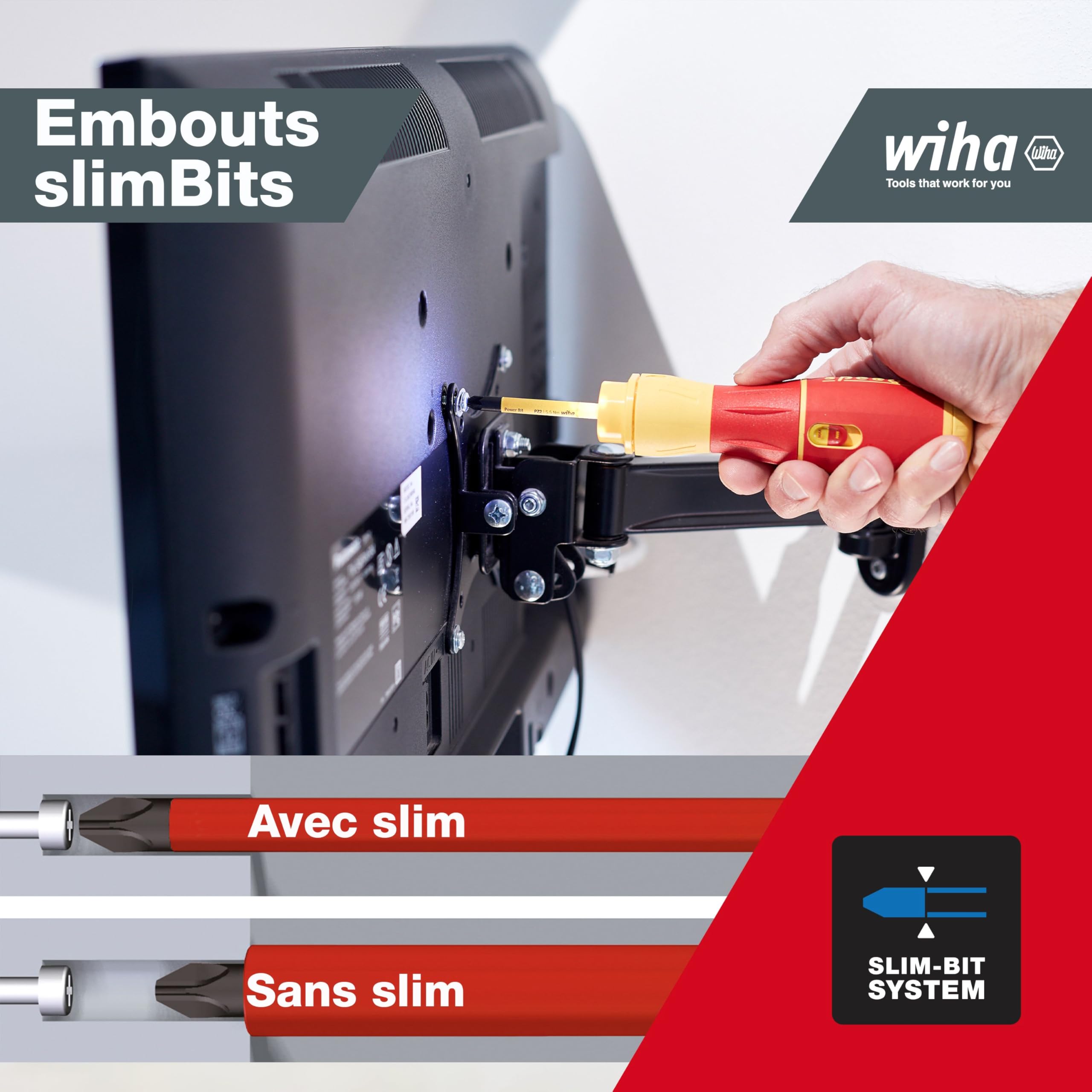 Wiha Tournevis électrique speedE® II sans fil visseuse (44318) avec embouts isolés slim, piles, câble USB, L-Boxx Mini) | Serrage à 0,4 Nm et 1 Nm | (44318) Torque 0.4Nm + 1Nm I L-Boxx Mini I batteries, USB charging cable I LED light I cordless screwdrive