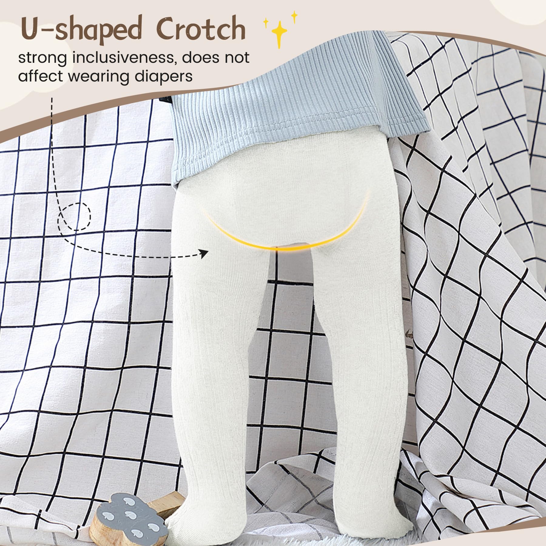 Zando 3Pack Newborn Baby Girls Tights Infant Cable Knit Winter Cotton Warm Footed Tights Leggings Stockings Pantyhose 0-4T