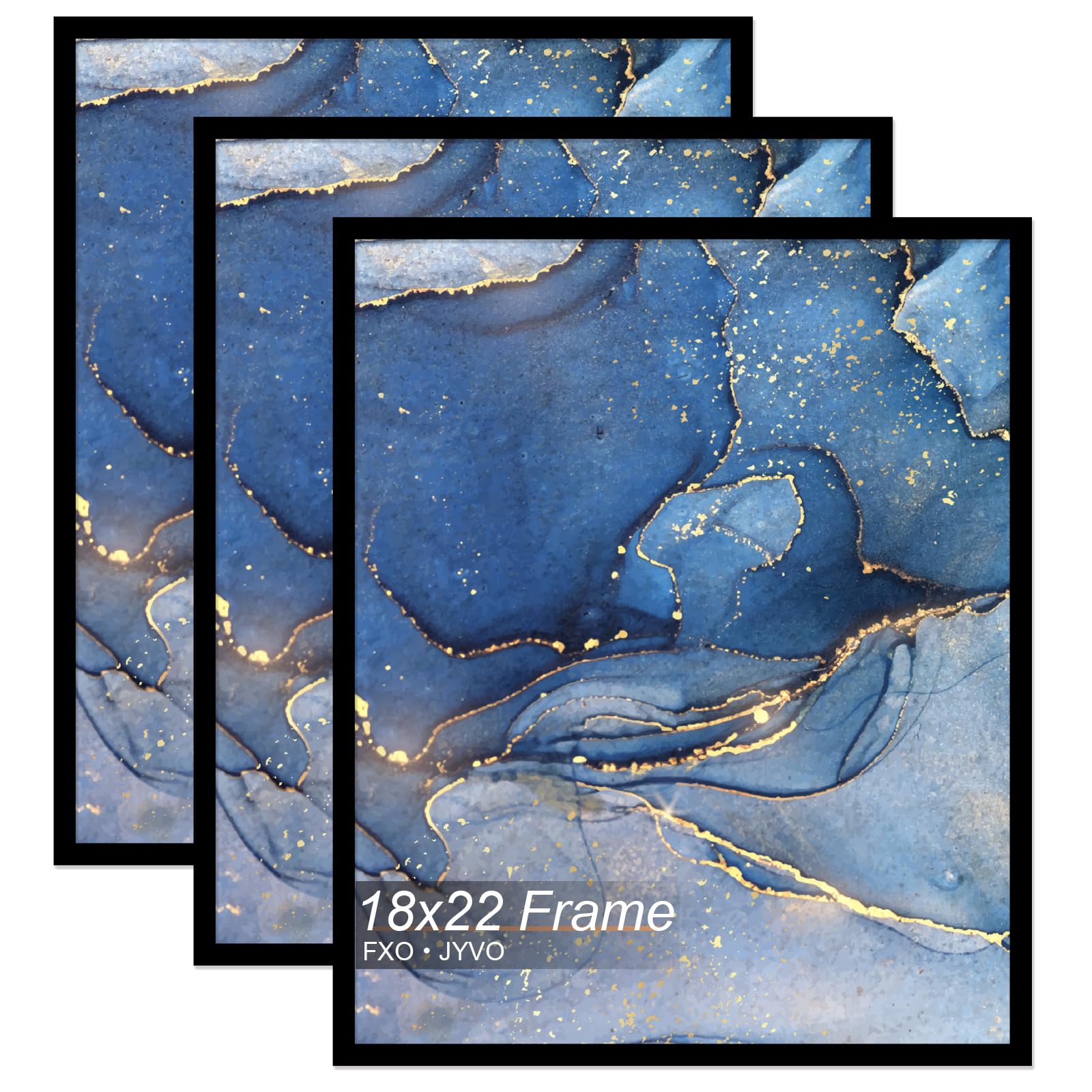 Fxojyvo 18x22 Picture Frame Set of 3, Black Frame for 18 x 22 Inch Picture Poster Photo, Light Weight and High Transparent 18 by 22 Frame for Wall - 3 Pack/Black/18 x22 — image 1