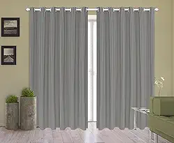 Cortina Corta Luz 2,50m X 2,20m 100% Blackout PVC Cinza Para Sala Ou Quarto Para Varão Simples