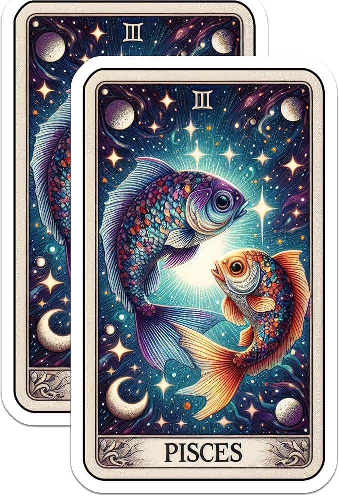 (2 Pack) Pisces Star Constellation Stickers - Astrological Sign Stickers - Zodiac Pisces Fish Stickers - 5