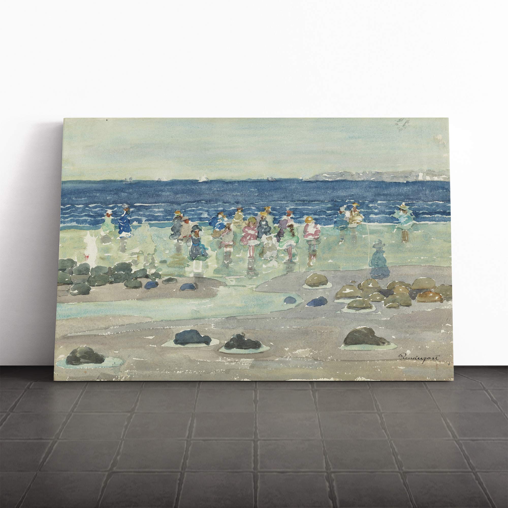 Maurice Pendergrast Low Tide Canvas Print | Gallery Wrapped 30mm Frame Wall Art | 30x20 inches | Ready to Hang | Modern Picture | Living Room Bedroom Lounge Office