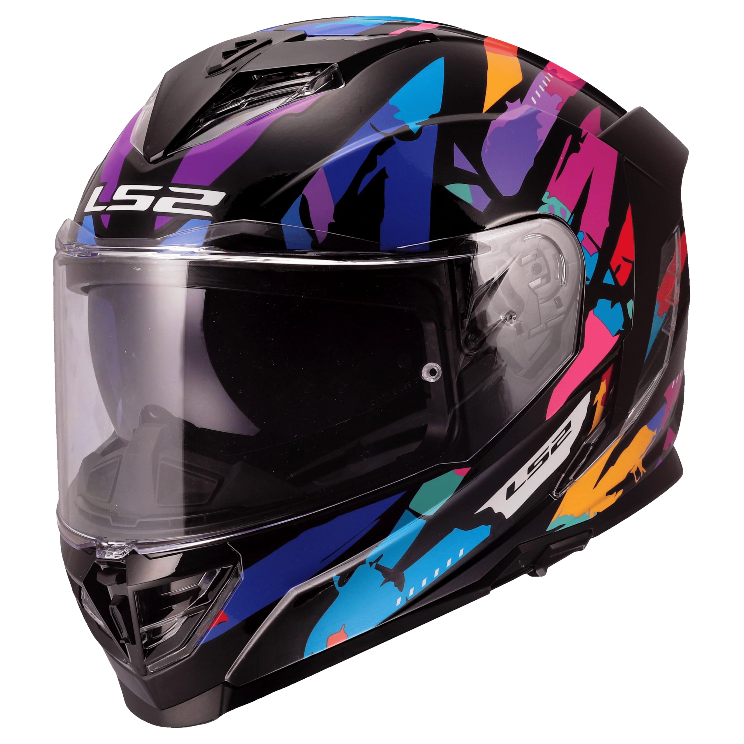 LS2, Casco Moto Integrale STORM III KAOS Black Purple Blue, XXS