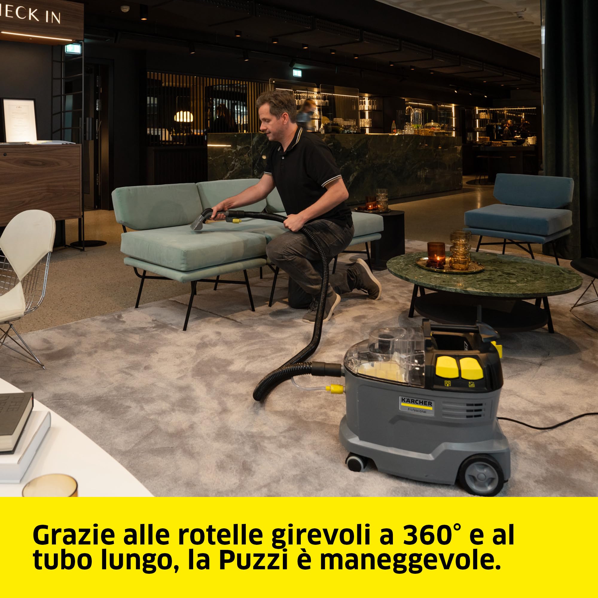 KÄRCHER lavatappeti e lavamoquette Puzzi 8/1, per tappezzeria e superfici tessili, serbatoio: 8 l, pressione spruzzo: 1 bar, resa superficie: 12-18 m²/h, peso: 8,6 kg, bocchetta per tappezzeria