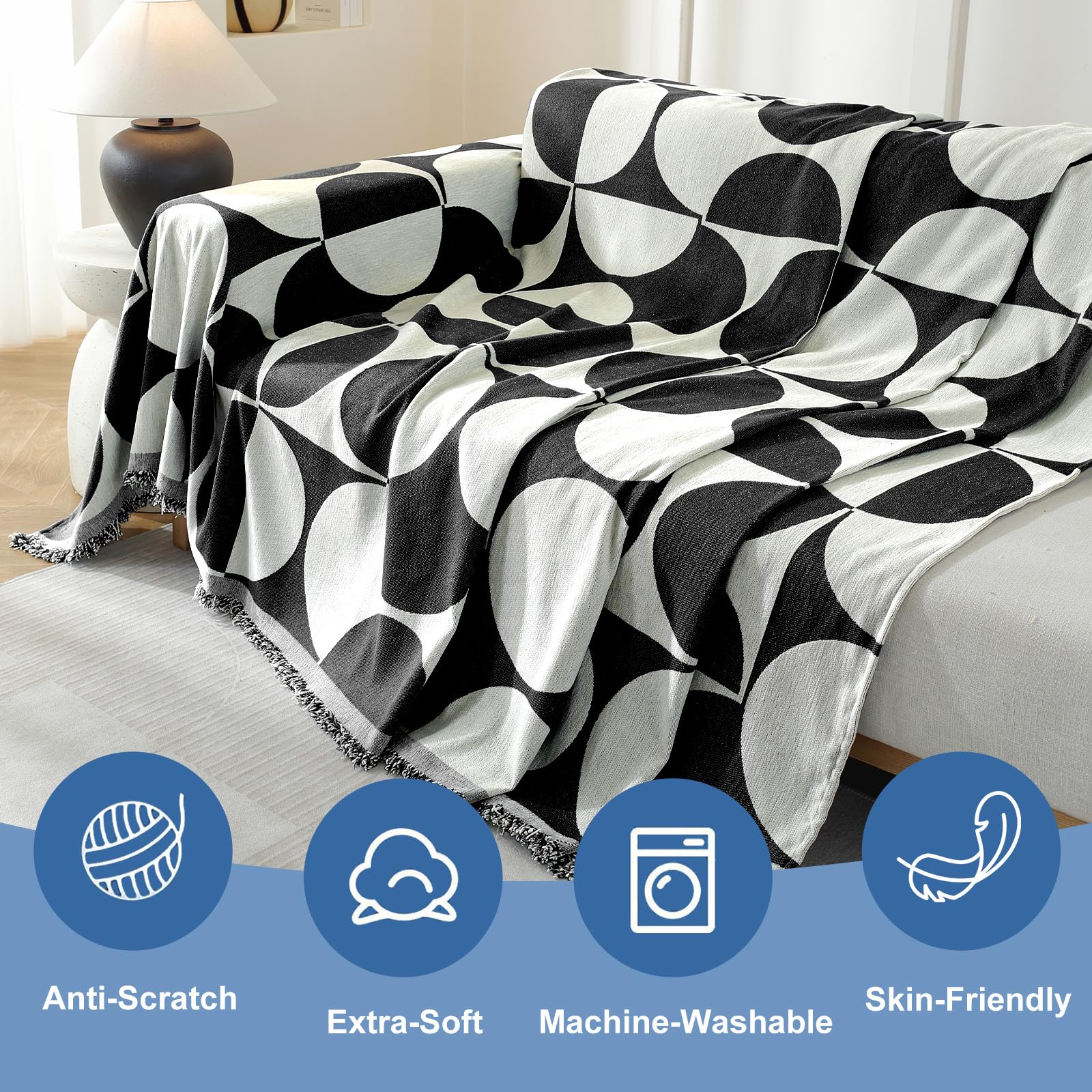 Copridivano 3 Posti 180x340 Cm - Telo Universale Antimacchia Con Braccioli, Blu - Foto 3