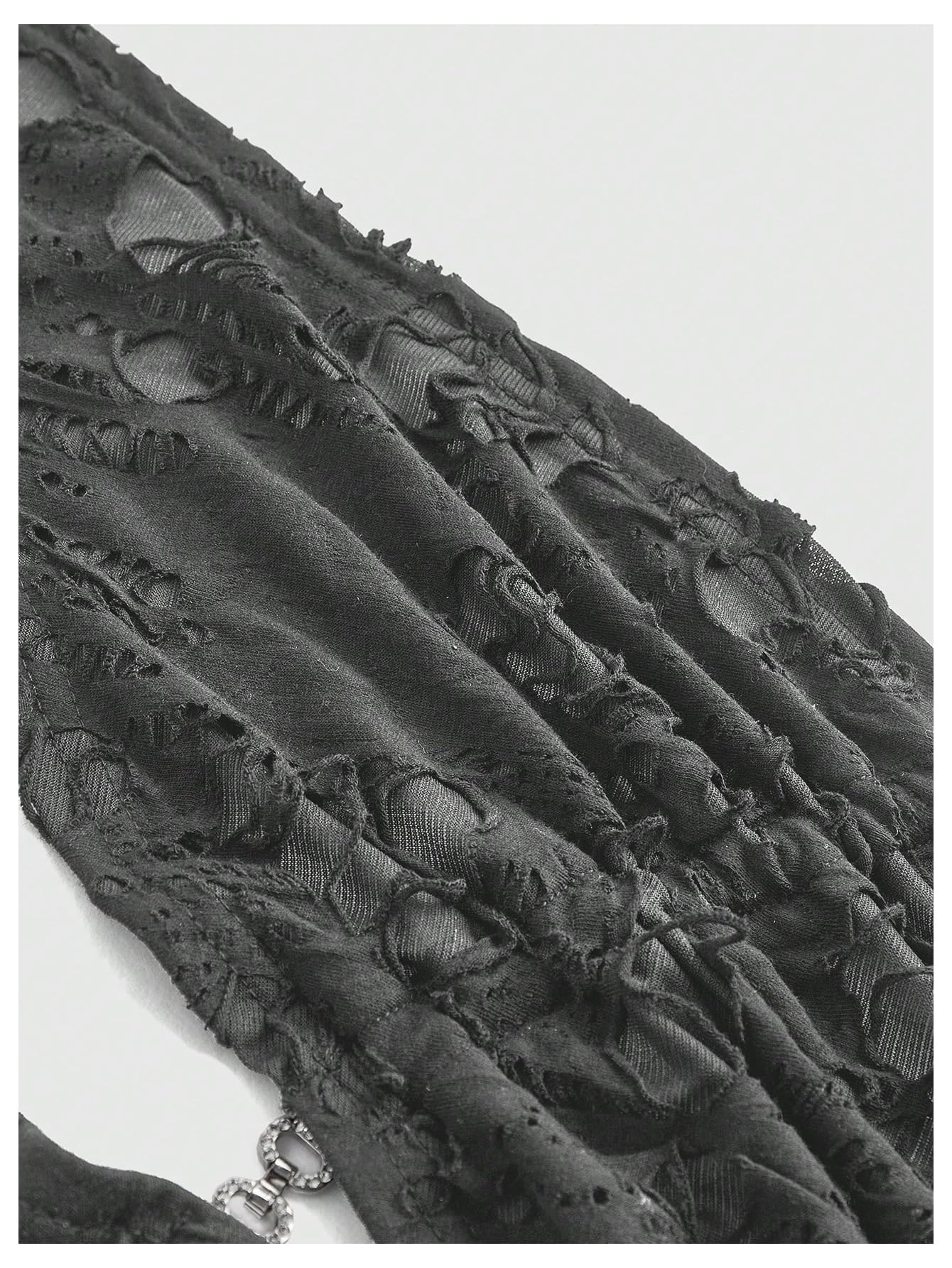 Verdusa Women's Y2k Rave Ripped Cowl Neck Halter Tops Tie Back Sexy Top: Small Grey