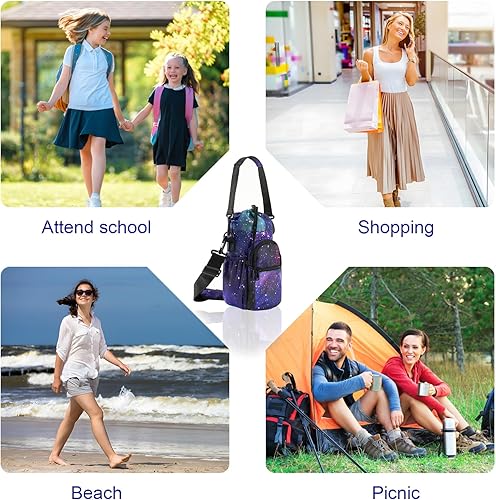 Miniatura 5 de MANUEKLEAR - Bolsa cruzada para botella de agua 2 en 1 con correa, soporte cruzado para botella de agua de 32 onzas y 40 onzas con correa, bolsa