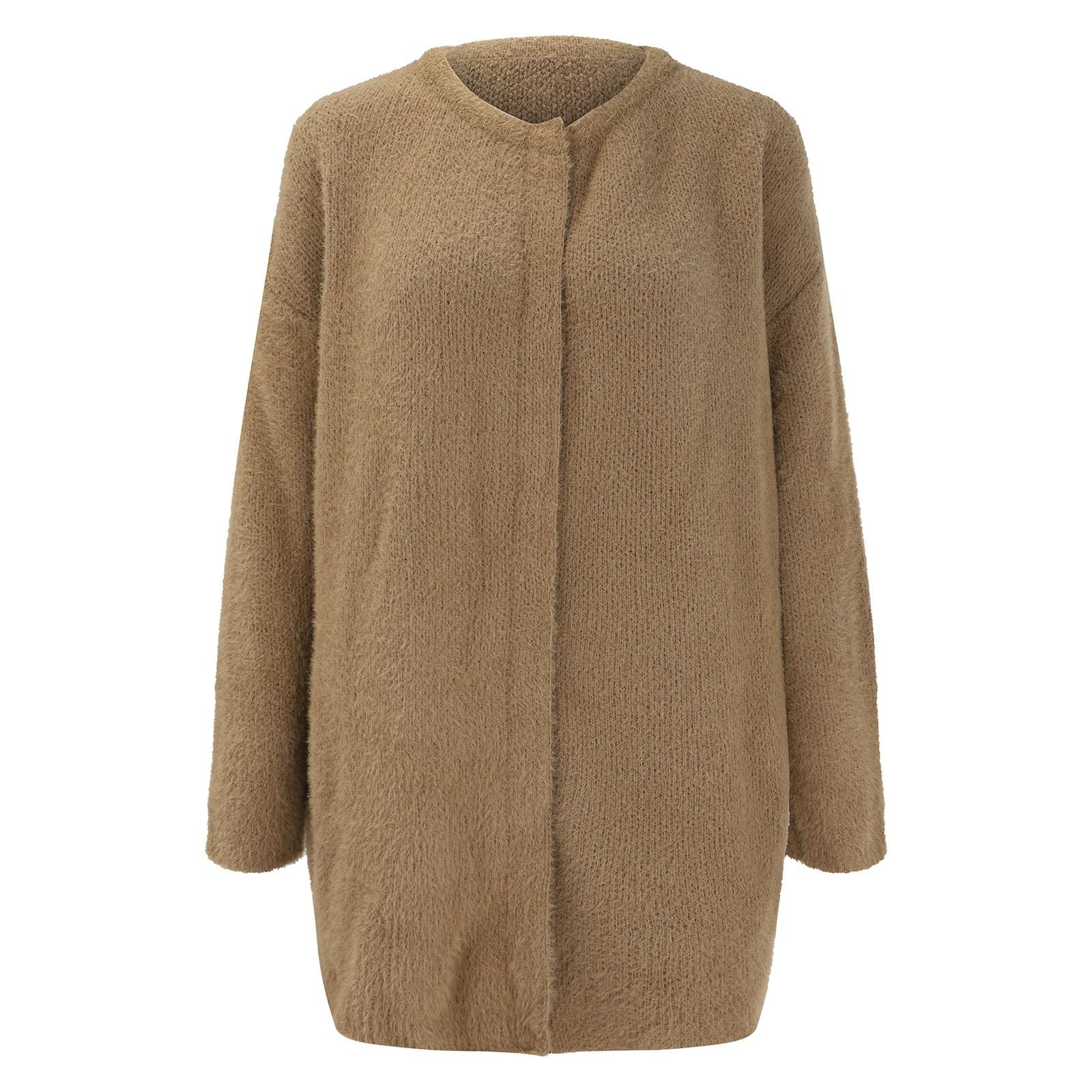 Cardigan Femme Élégant Tricot Pull Mi Long Veste Maille Léger Doux Basique