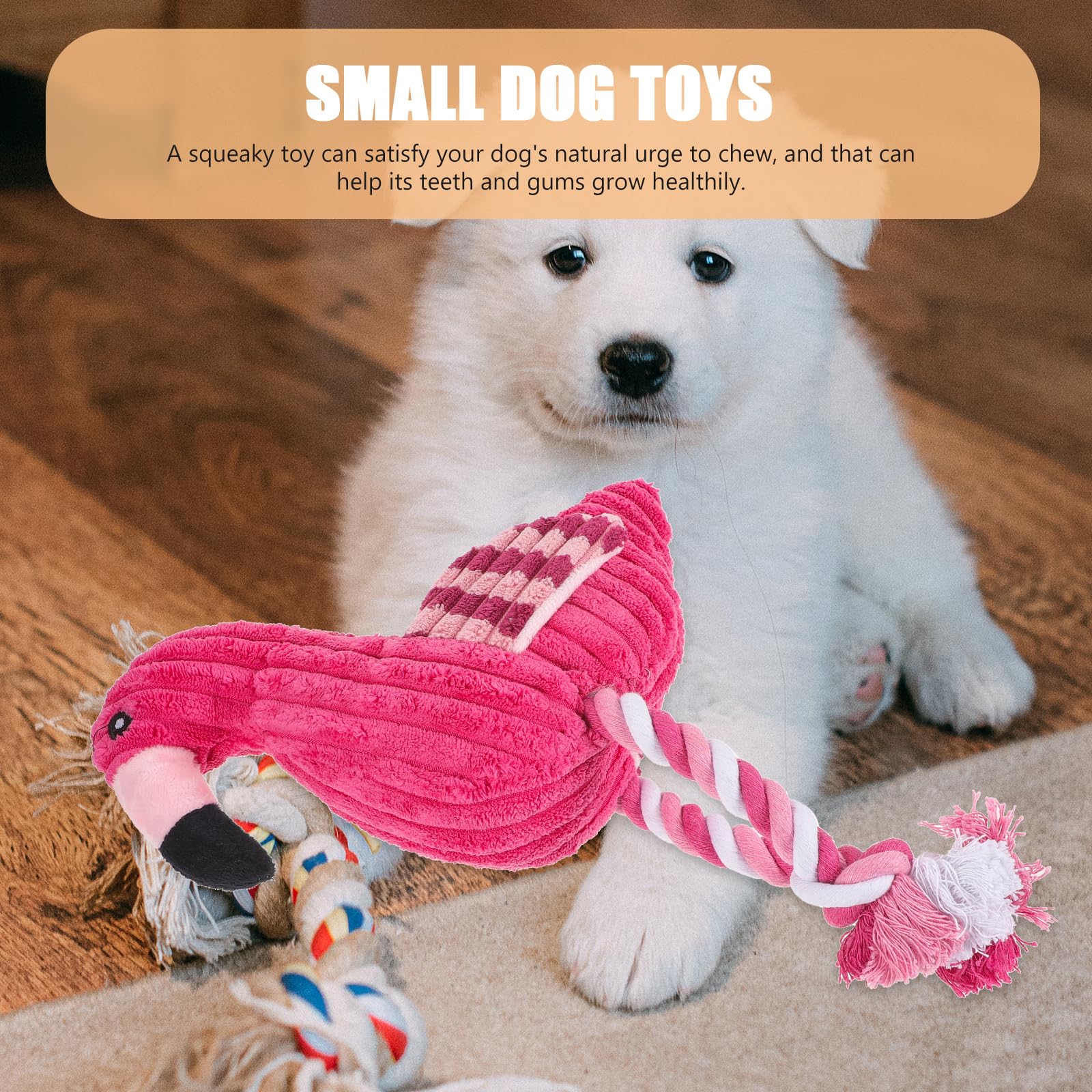 POPETPOP Flamingo Dog Rope Toy Pink Chew Toy for Large Dogs Lightweight Squeaky Rope for Indoor Tug-of-War and Teeth Cleaning Interactive Play - Image 2