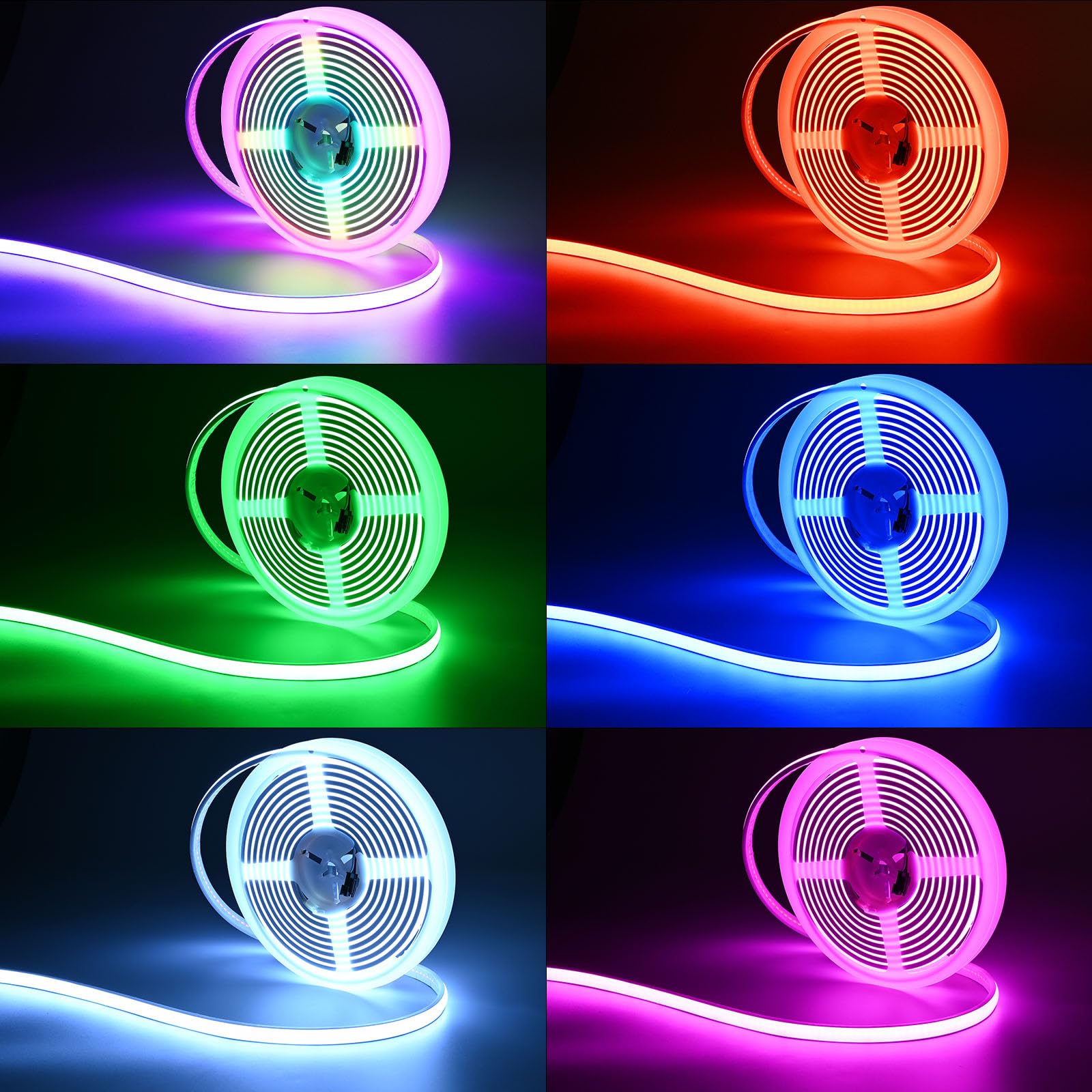 24V RGB+IC COB LED Streifen 5M IP67 Wasserdicht 16W/M 576LEDs/M | 12mm Selbstklebend Schneidbar Mehrfarbig mit Farbwechsel Effekten für Innen Außen DIY Deko (ohne Adapter und Controller)