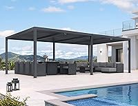 Vista 10 de PURPLE LEAF 94AS - Pérgola pequeña de aluminio compacto de 10 x 12 pies con techo rígido con listones ajustables para patio, cubierta de terraza