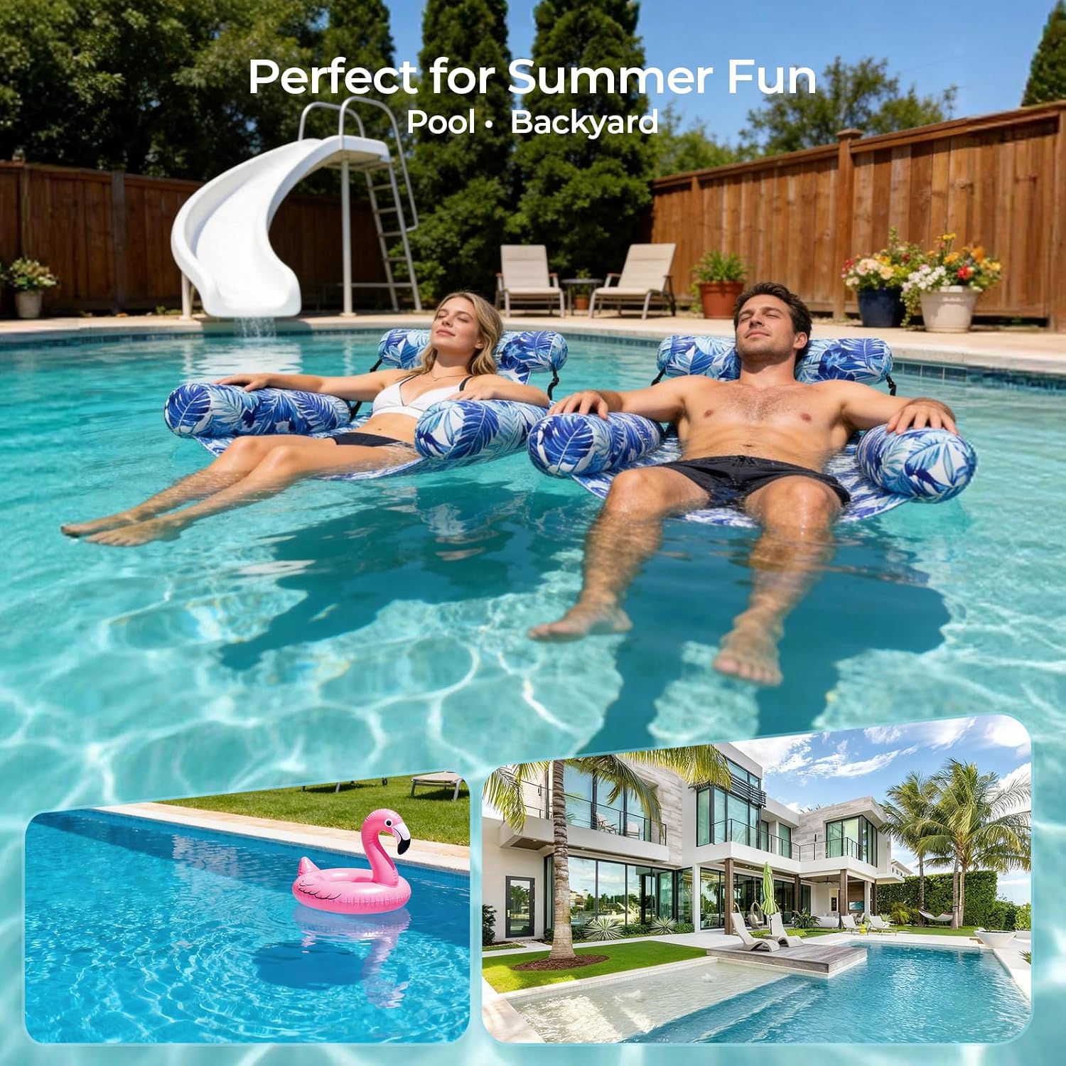 2 Pack Inflatable Pool Float for Adults – Heavy Duty Floating Lounge Chair & Pool Noodle for Summer, Beach, Lake & Pool Parties – Comfortable Water Lounge for Relaxing & Fun