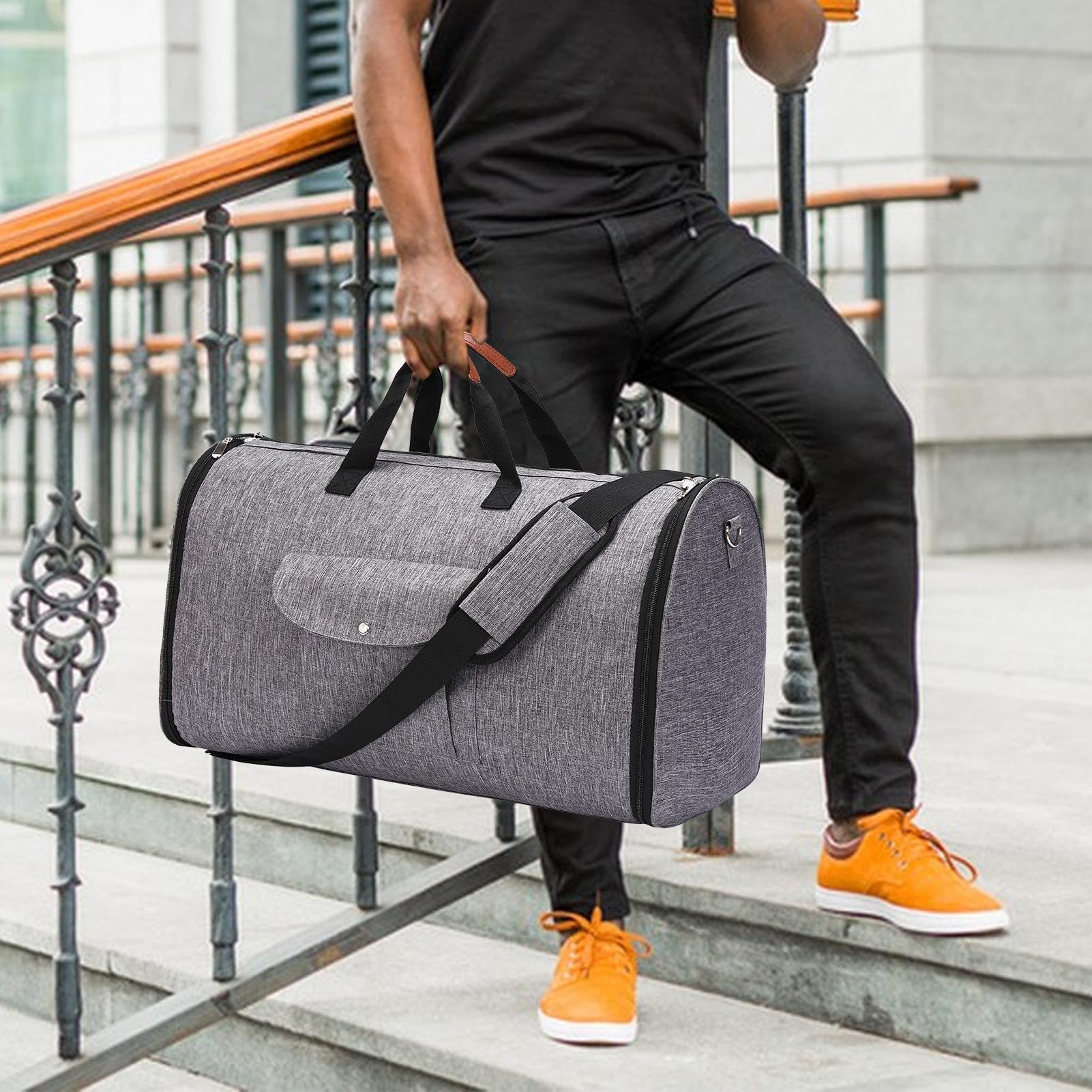 Borsone da viaggio per indumenti da portare con sé, multi-scomparto | borsa per il fine settimana 2 in 1, borsone con scomparti multipli per uomini e donne, grigio, Refer to, Unisex