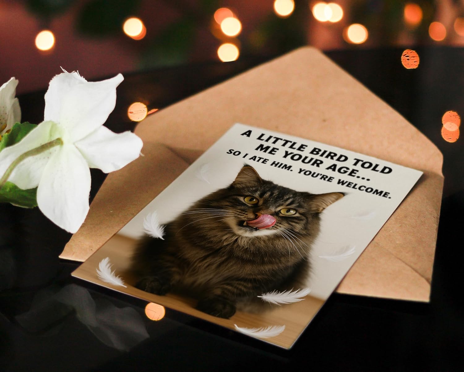 Funny Birthday Cards for Women, Men, Him, Her - Folded Card 5"x7", 350gsm Cardstock with Sticker, Envelope - Humorous Unique Gift Cat Lover for 30th, 40th, 50th, 60th, 70th, 80th, 90th, 100th - Image 6