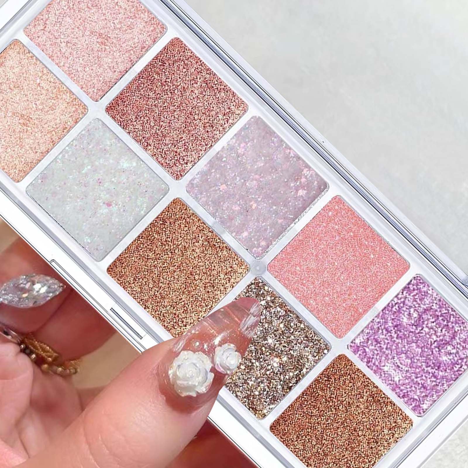 10 Colors Eyeshadow Palette Eye Makeup Blendable - Matte Shimmer Glitter Eye Shadow Brown Gold Pink Neutral Nude,High Pigment Long Lasting Naturing-Looking (07#)