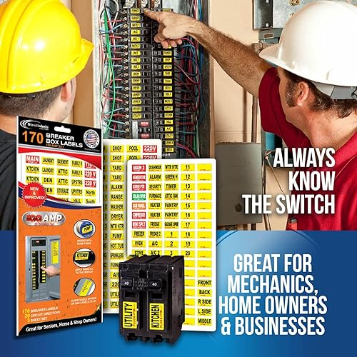 Miniatura 5 de 170 Circuit Breaker Decals - 100 AMP Set - Vinyl Labels for Breaker Panel Boxes - for Home or Office, Apartments and Electricians - Place on