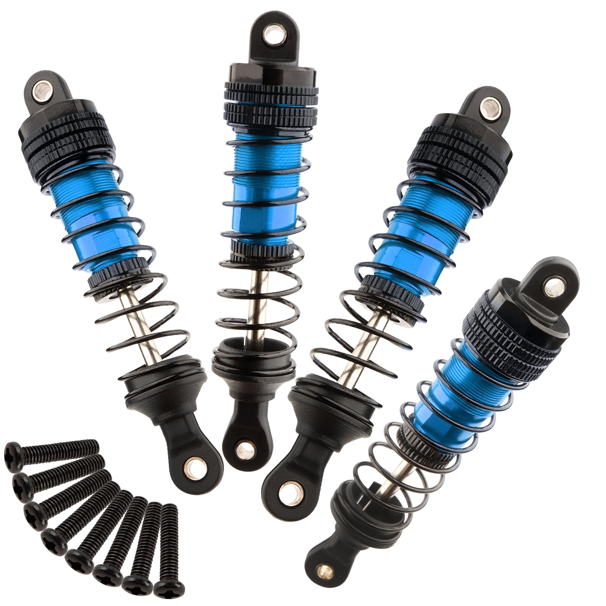 Front & Rear Aluminum Shocks Absorber Damper Set 14510B Accessories Replacement Spare Parts for 1/14 H14BM 14210 JC14EP 14301 HP474 HP141S 1/16 H16BM H16PL H16DR H16E 16208 16210 RC Cars(Blue)