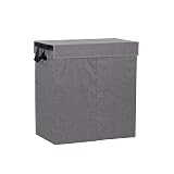 Household Essentials Collapsible Laundry Sorter with Lid, Gray Grey Double