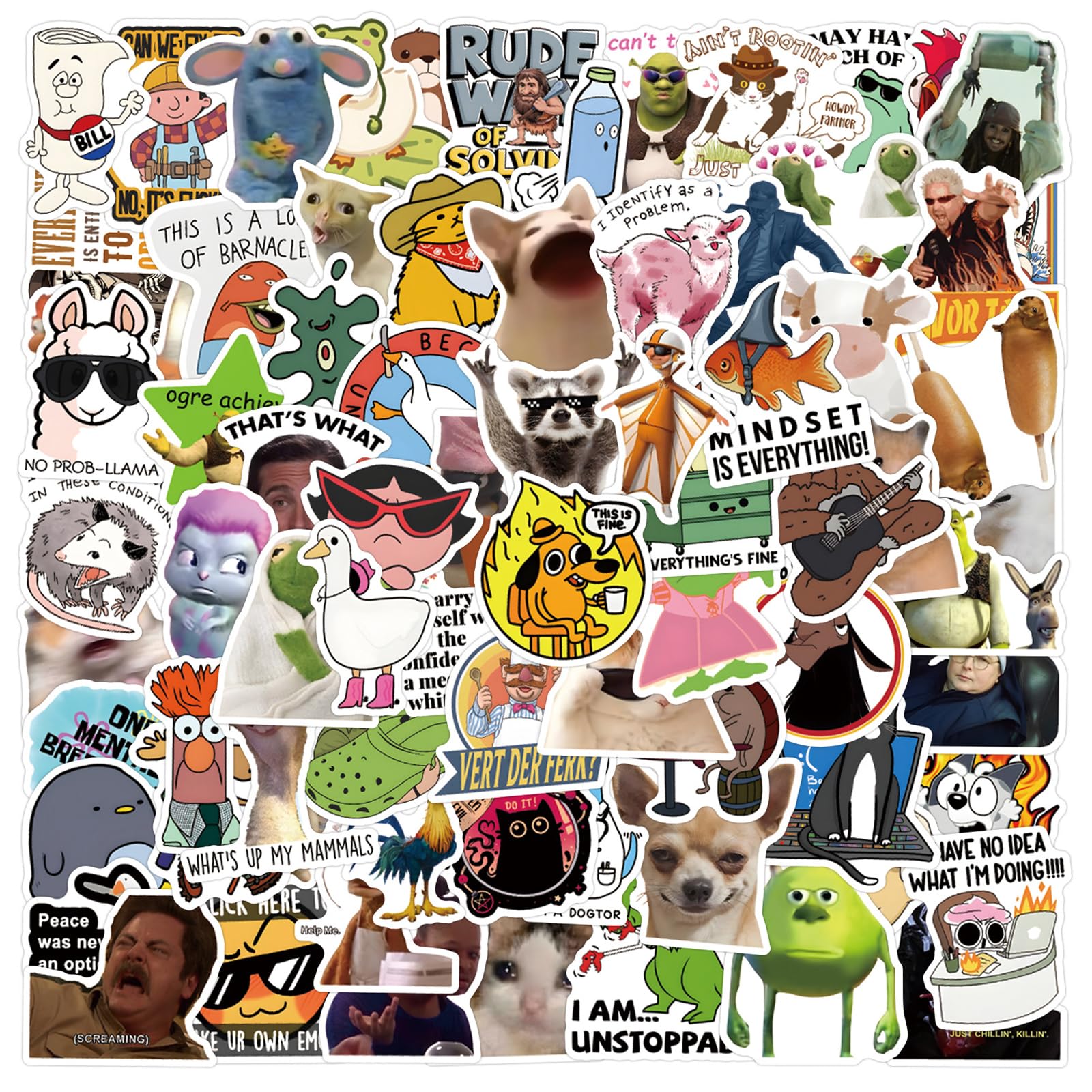 Yevon Meme Stickers 110Pcs 110 Pcs Funny Meme Stickers – Waterproof Vinyl Laptop Stickers For Adults Teens – Funny Graffiti Stickers With No Residue Removal For Water Bottle, Phone, Journals & Skateboard