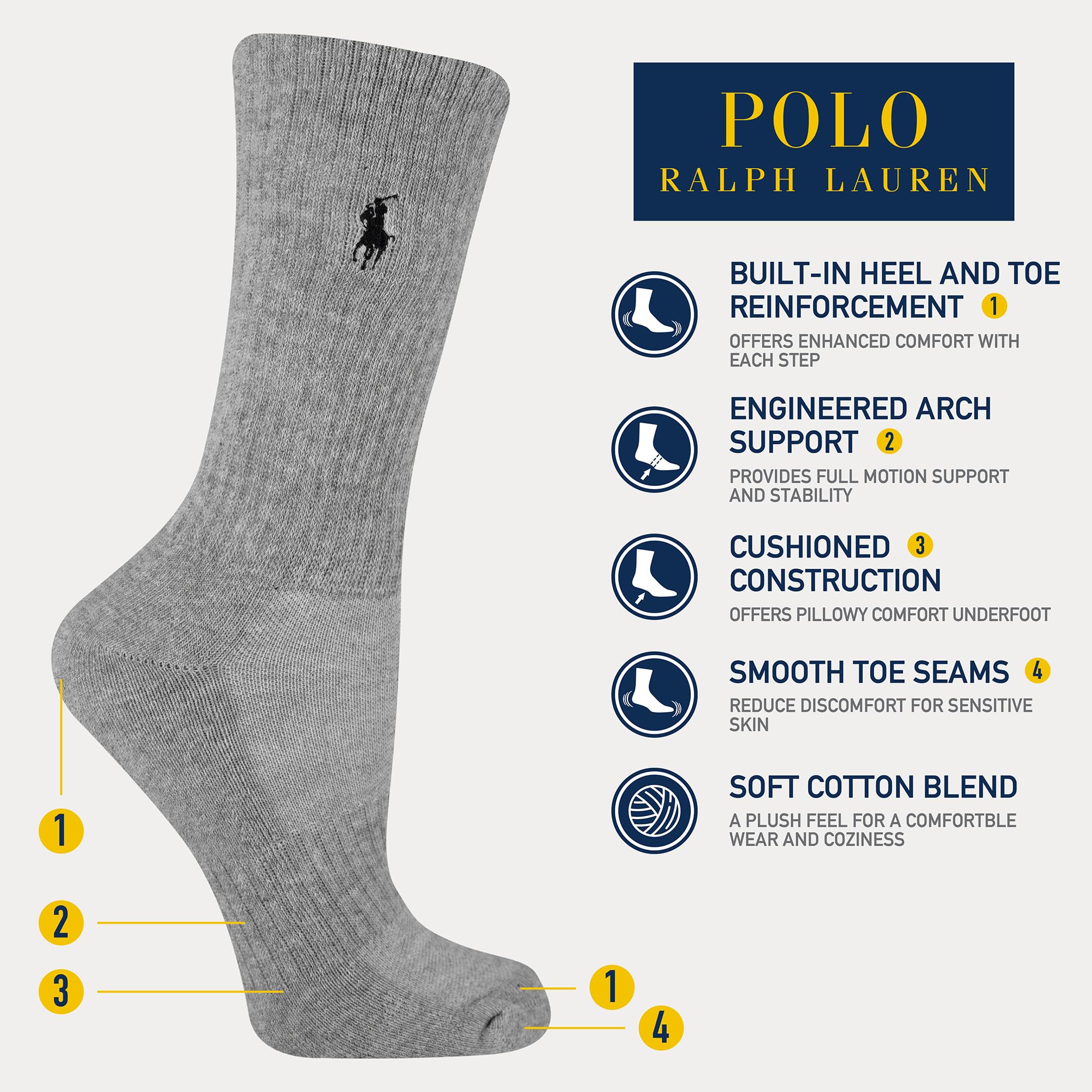 POLO RALPH LAUREN Damen-Performance-Baumwoll-Söckchen – 6er-Pack – atmungsaktives Mesh und sportliche Polsterung