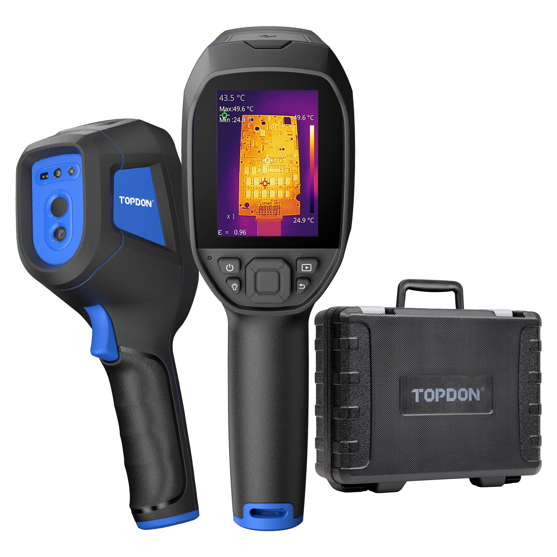 TOPDON Thermal Camera TC005, 512*384 TISR Resolution with 200w Visual Camera, 64G eMMC, -20°C ~ 550°C, 3.5" Screen Infrared Camera with Video Record, PC 2D/3D Analysis, for Electrical, Home Inspection