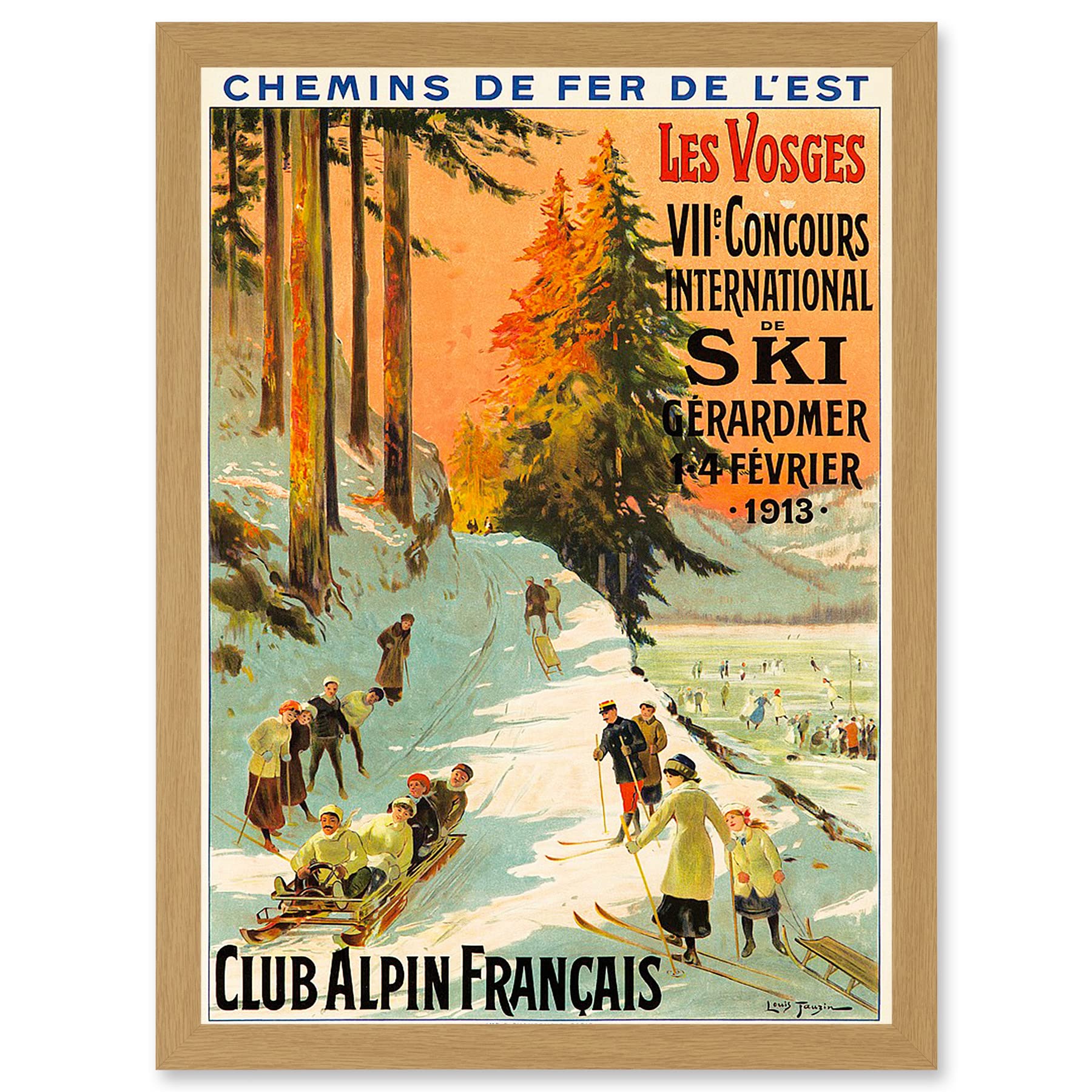 Artery8 Advert Ski Contest Vosges France Alpine Club Winter Sport A4 Artwork Framed Wall Art Print