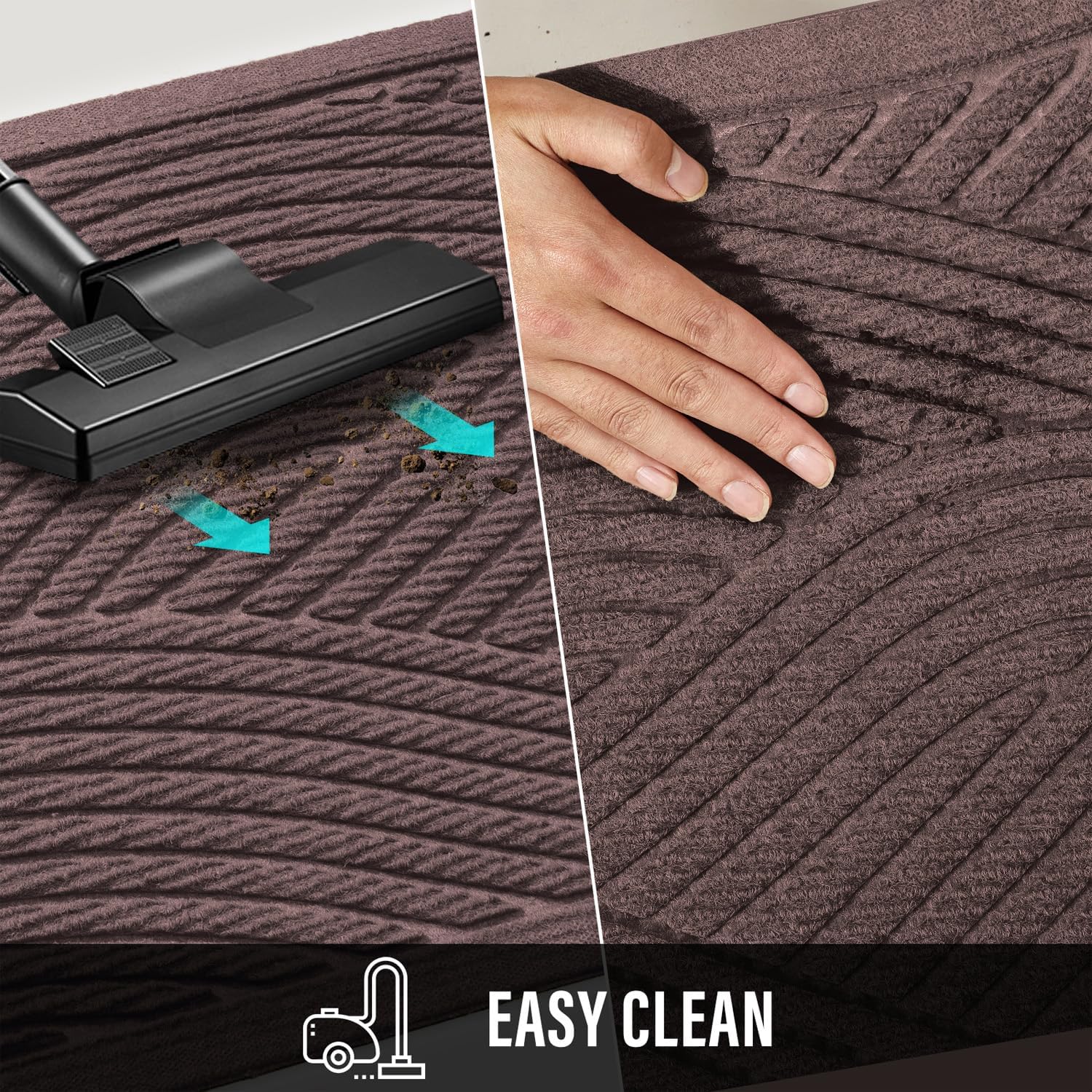 Sturdy Front Door Mat, Absorbent Muddy Dirt Resist Welcome Door Mats Outdoor Indoor, Stain and Fade Resistant, Non-Slip Backing Entry Mat Low Profile Doormat for Entryway, Coffee