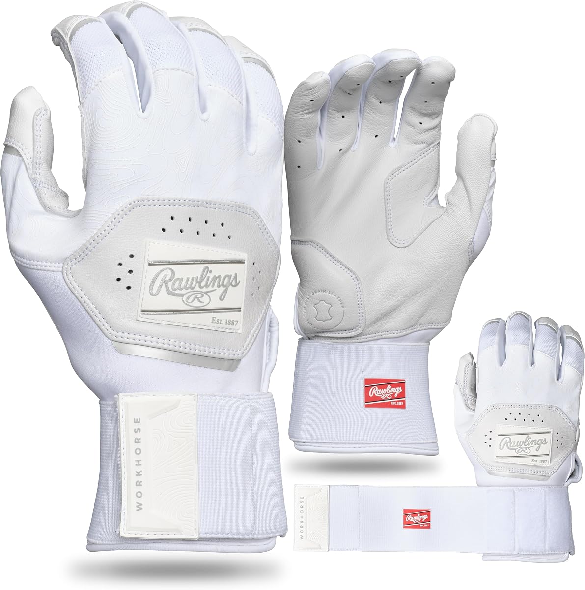 Rawlings | Workhorse Baseball Batting Gloves | Compression Strap | Adult Sizes | Multiple Colors