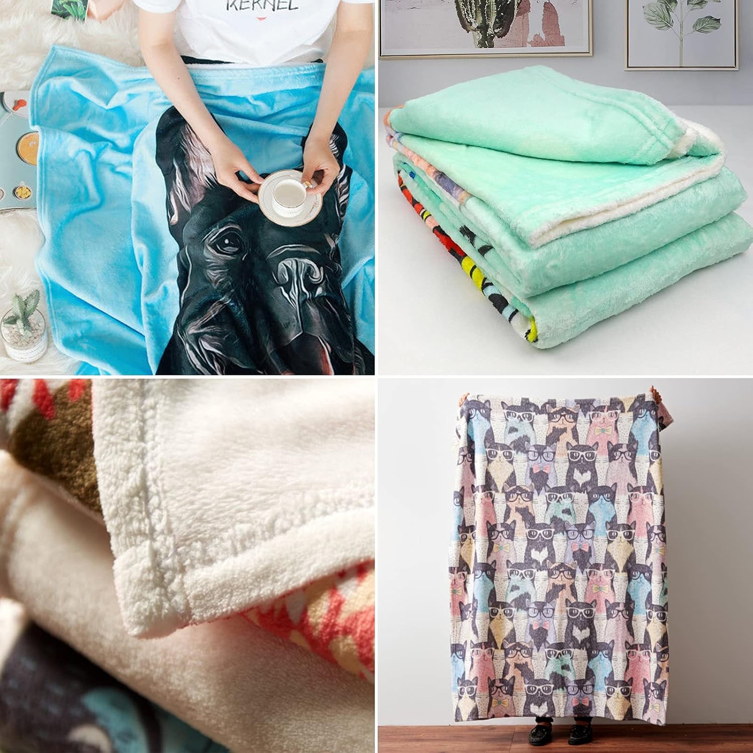 EastArts Custom Blanket with Photos on it, Customized Blankets with Pet Picture and Text for Lover and Friends, 10 Colours Available