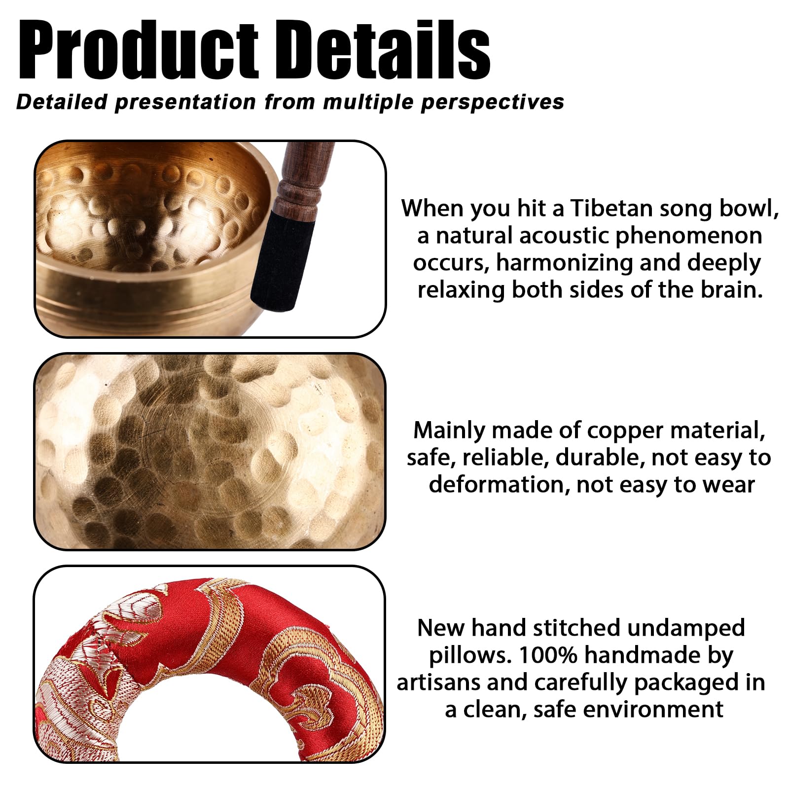 Campana Tibetana MEYAGOT 8cm In Ottone Con Battente - Per Meditazione, Yoga E Decorazione - Foto 3